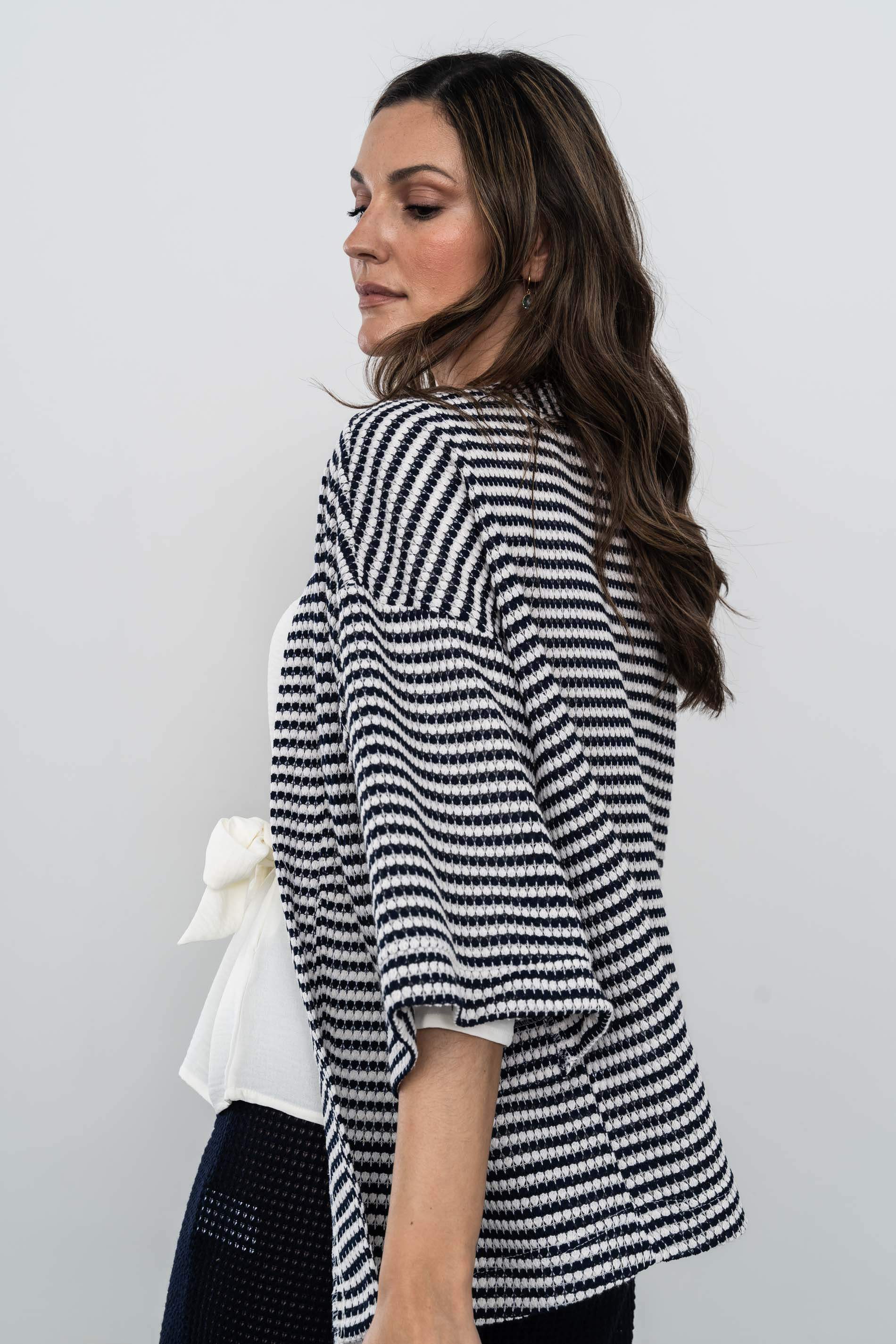 KIMONO RAYAS JACQUARD MARINO