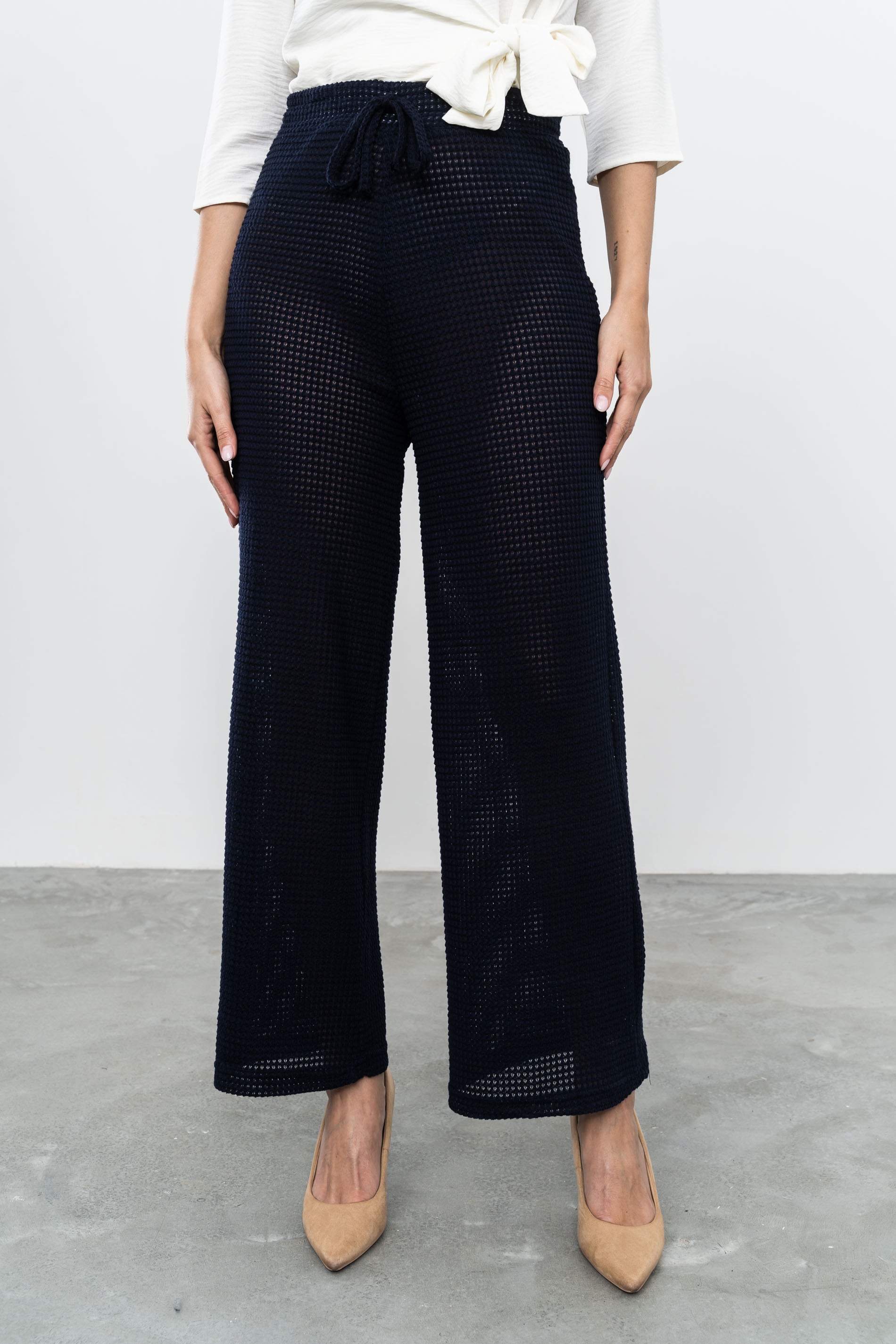 PANTALÓN FLUIDO JACQUARD MARINO