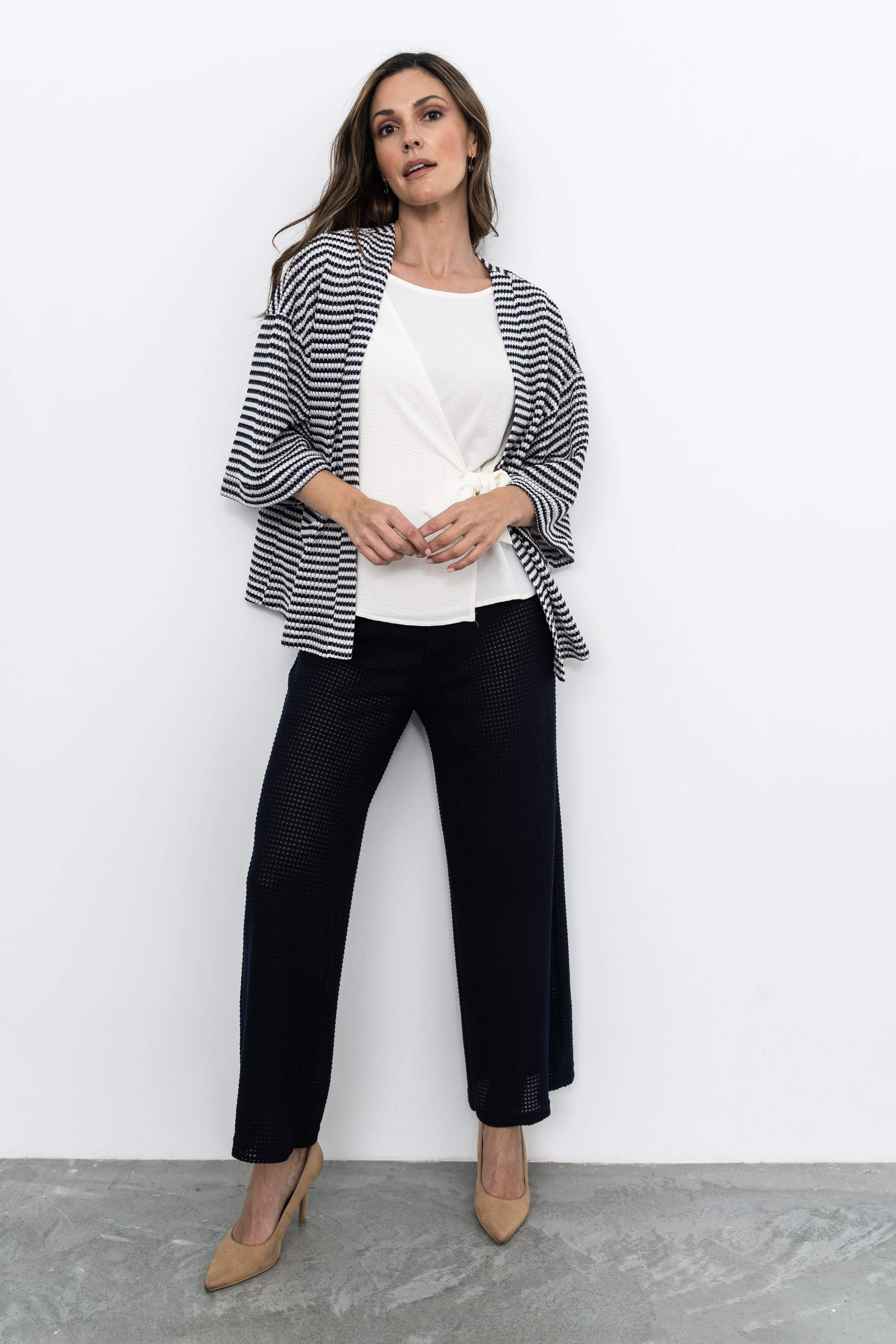 PANTALÓN FLUIDO JACQUARD MARINO