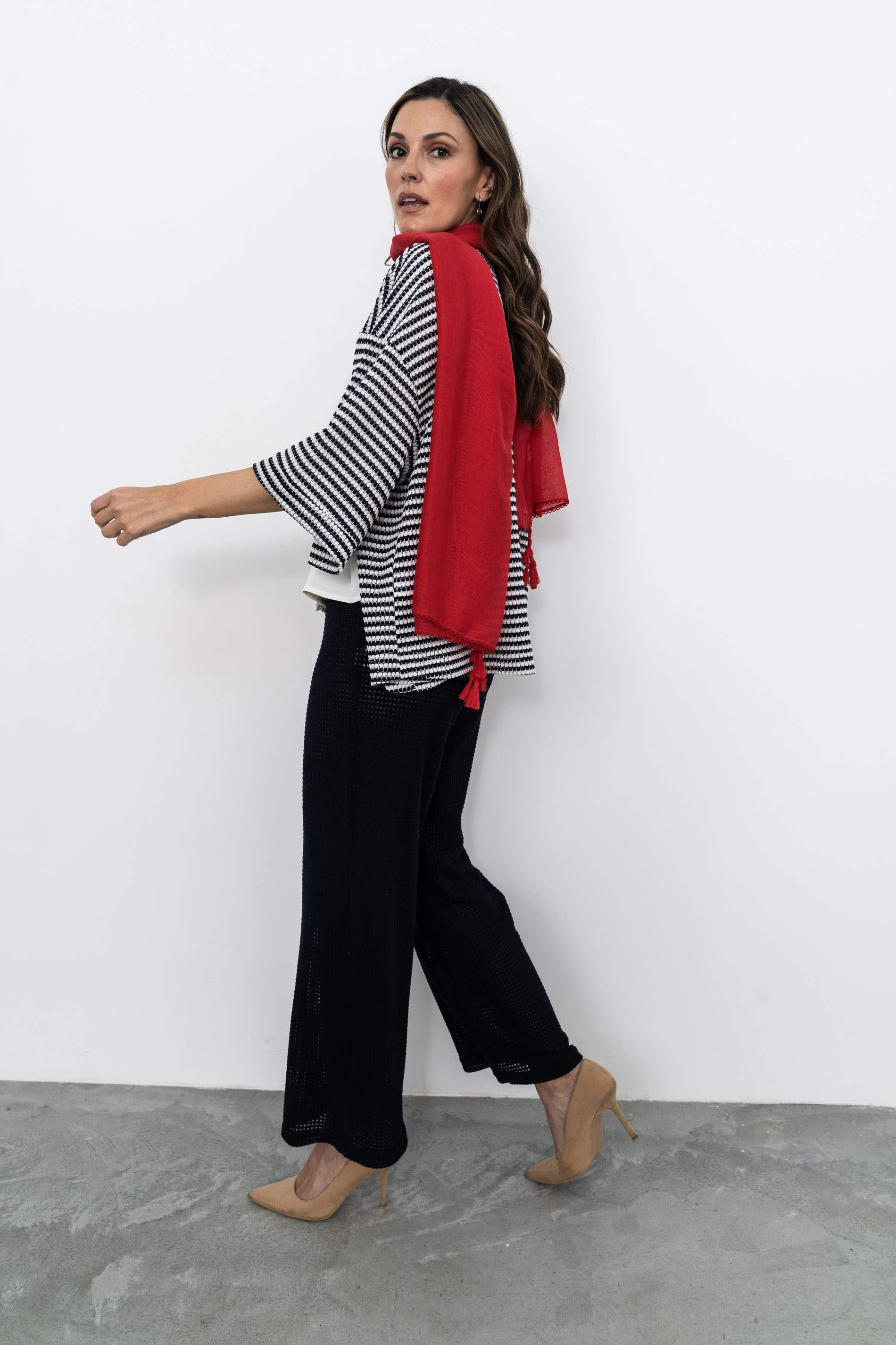 PANTALÓN FLUIDO JACQUARD MARINO