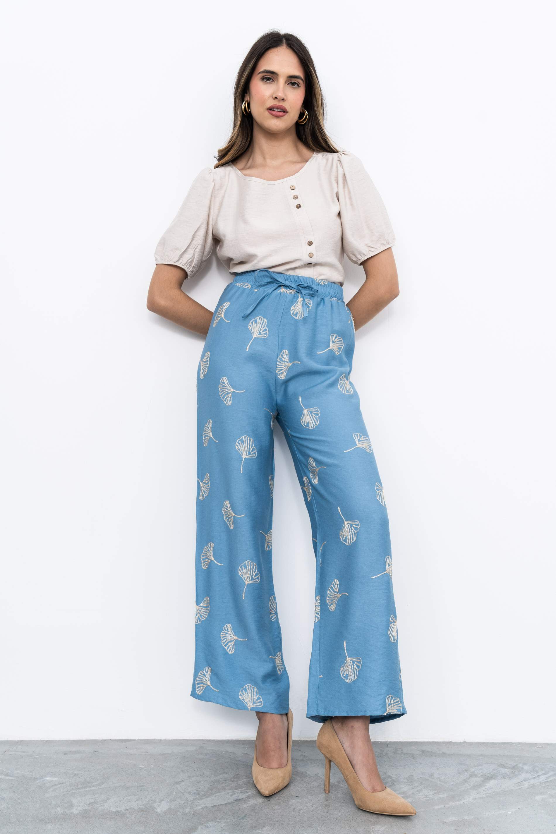 PANTALÓN BORDADO AZUL