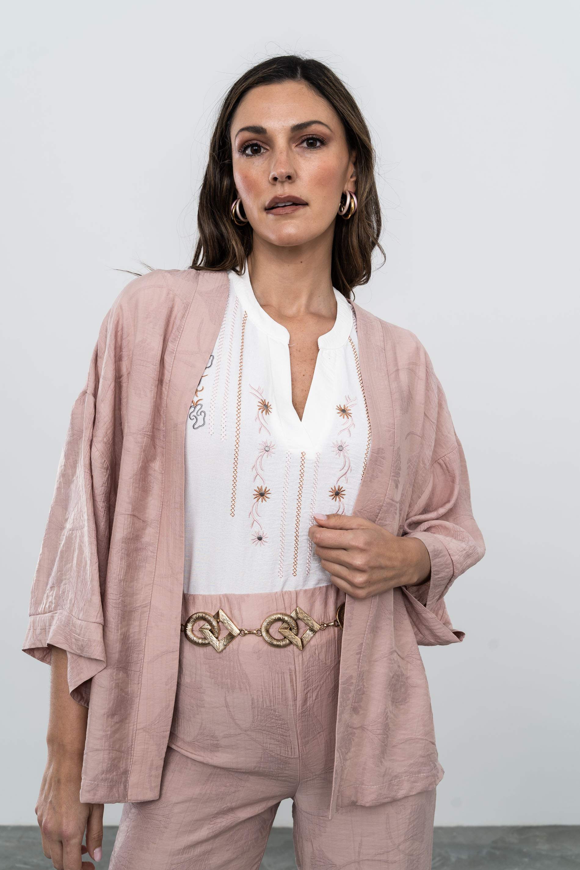 KIMONO JACQUARD PALMERAS NUDE