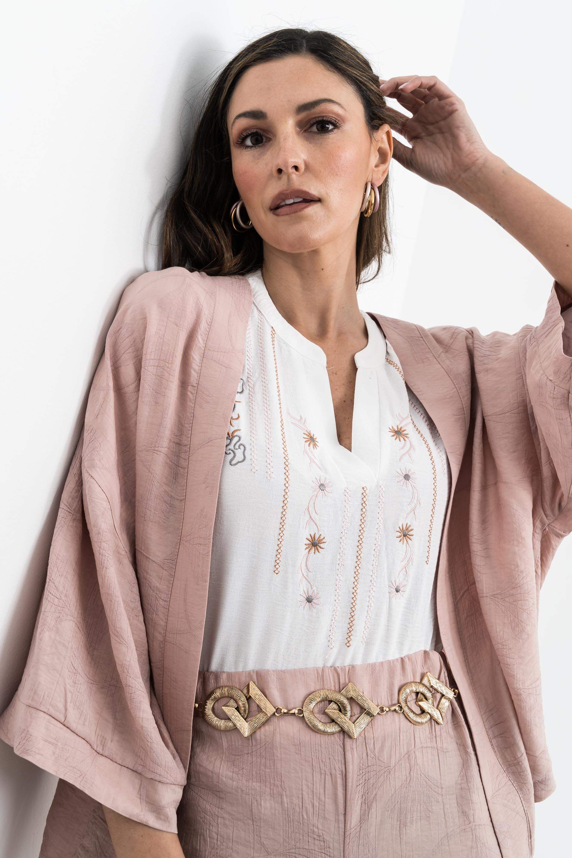 KIMONO JACQUARD PALMERAS NUDE