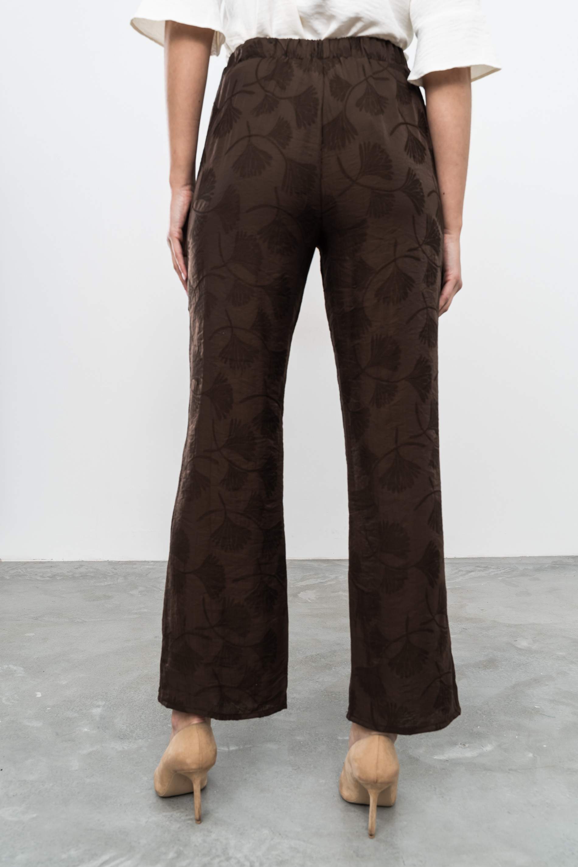 PANTALÓN JACQUARD PALMERAS CHOCOLATE