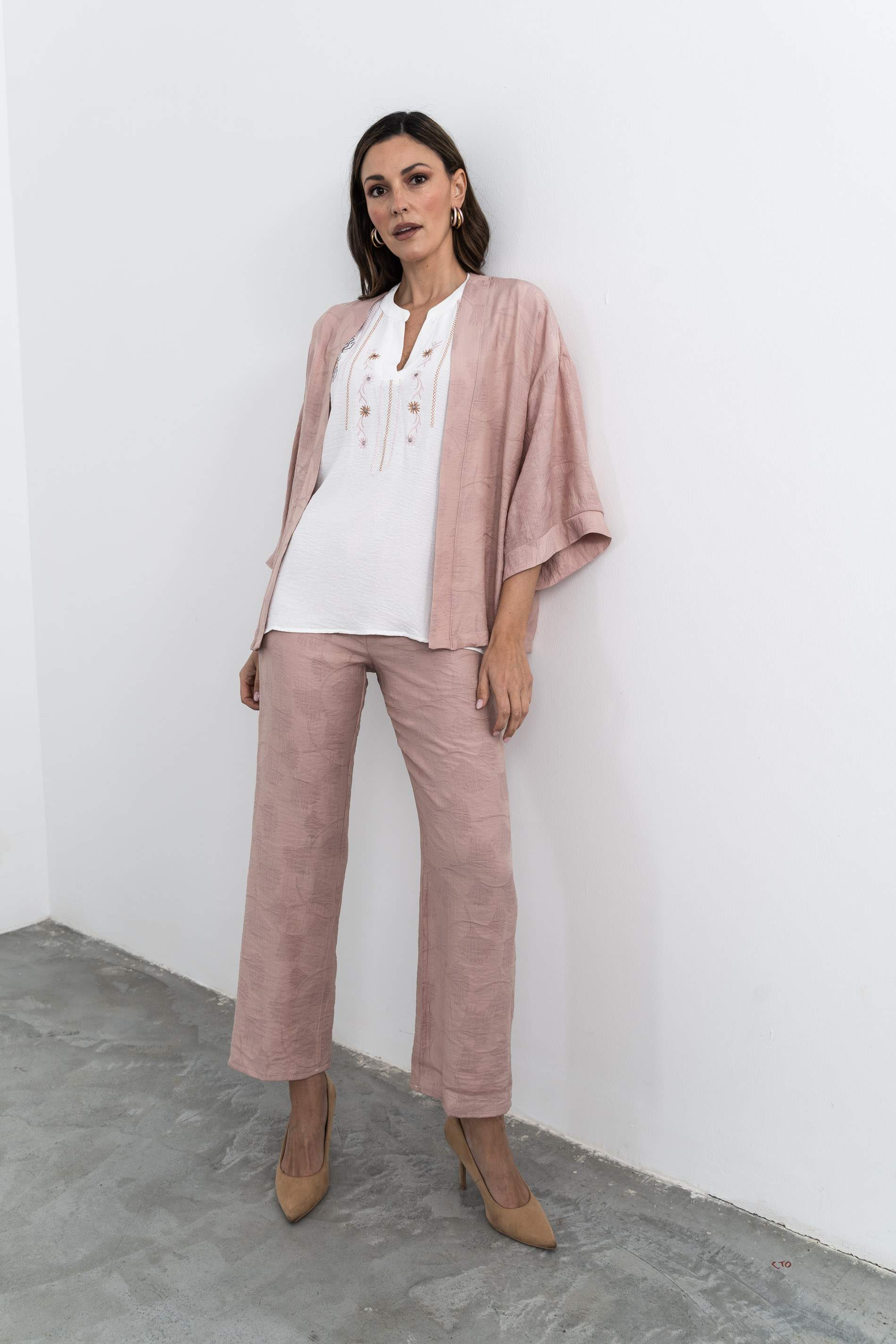 PANTALÓN JACQUARD PALMERAS NUDE