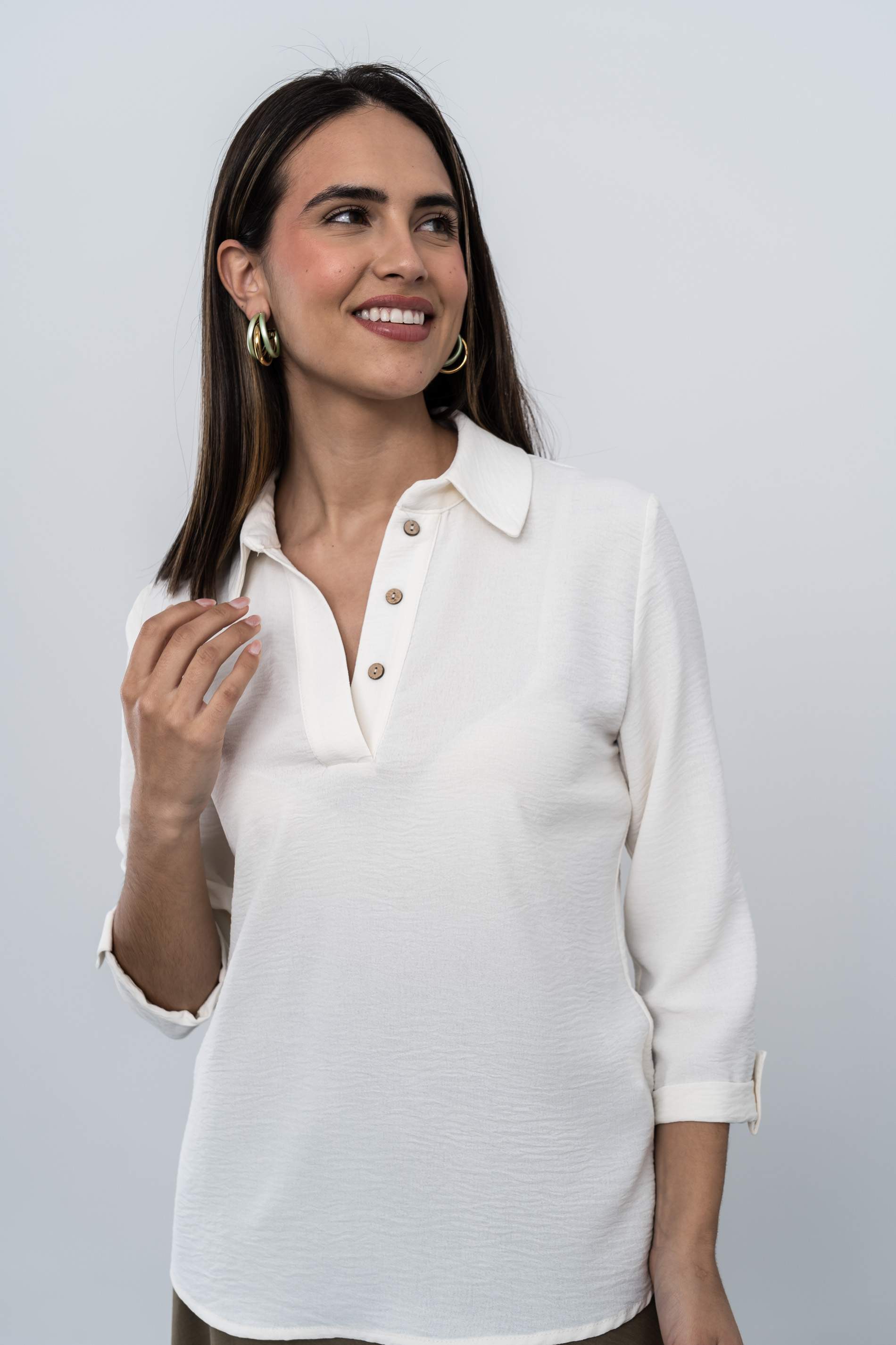 BLUSA CAMISERA BOTONES MARFIL