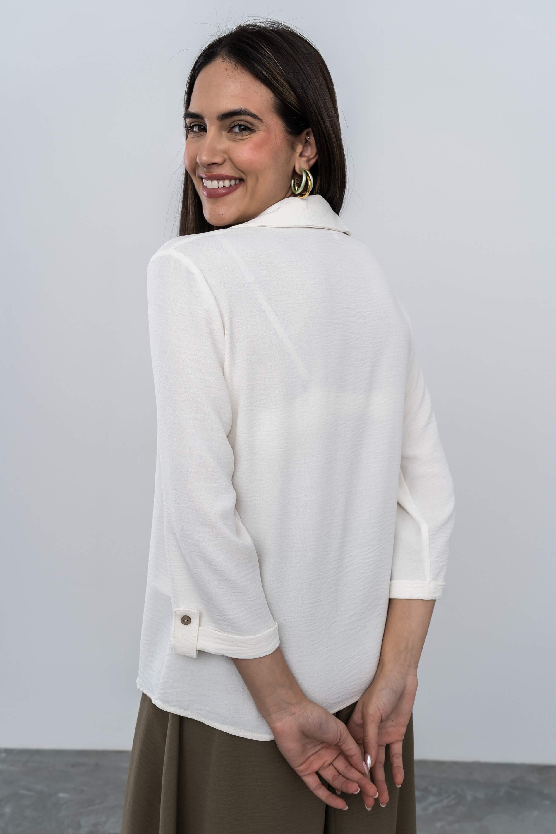 BLUSA CAMISERA BOTONES MARFIL