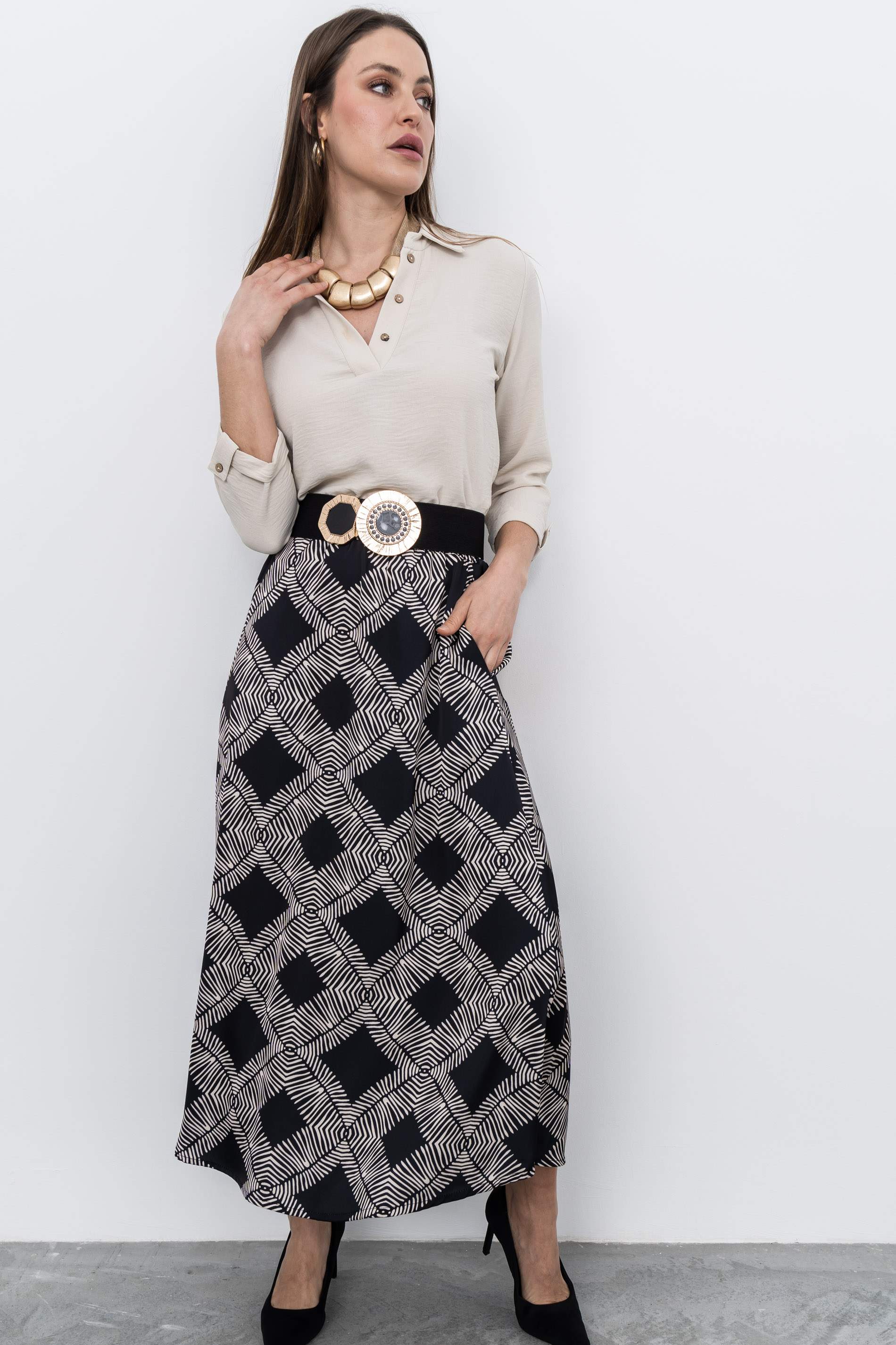 BLUSA CAMISERA BOTONES BEIGE