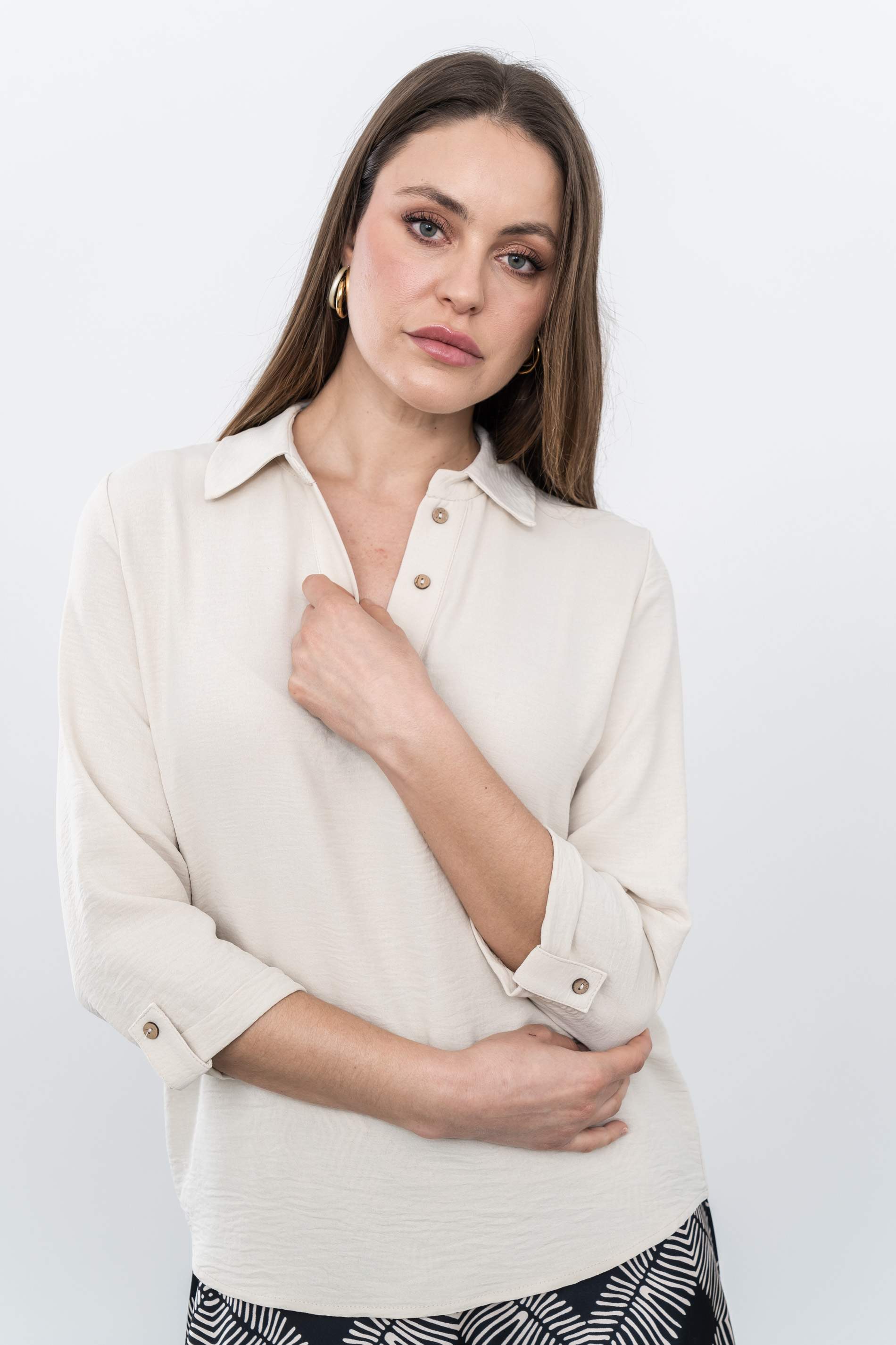 BLUSA CAMISERA BOTONES BEIGE