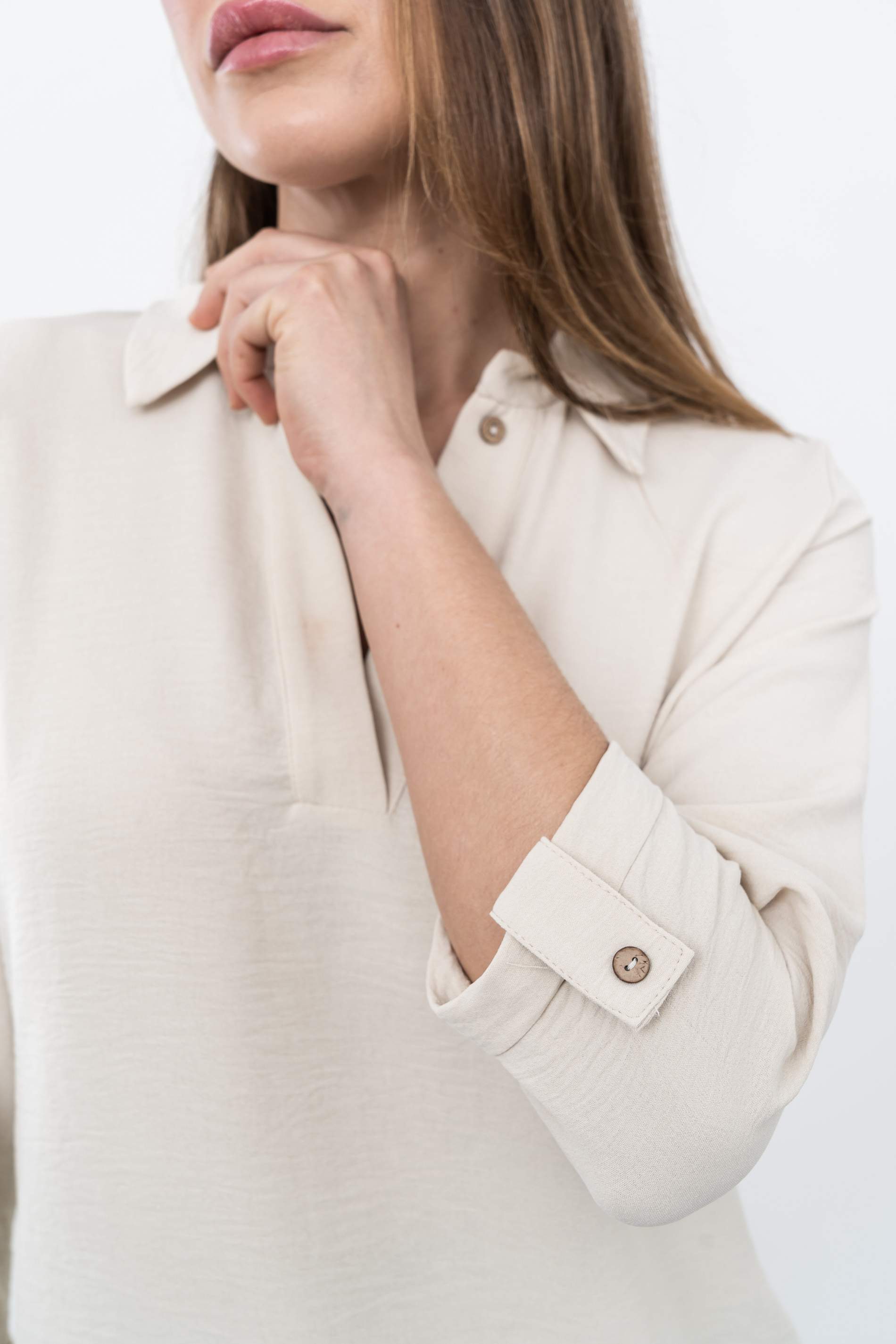 BLUSA CAMISERA BOTONES BEIGE