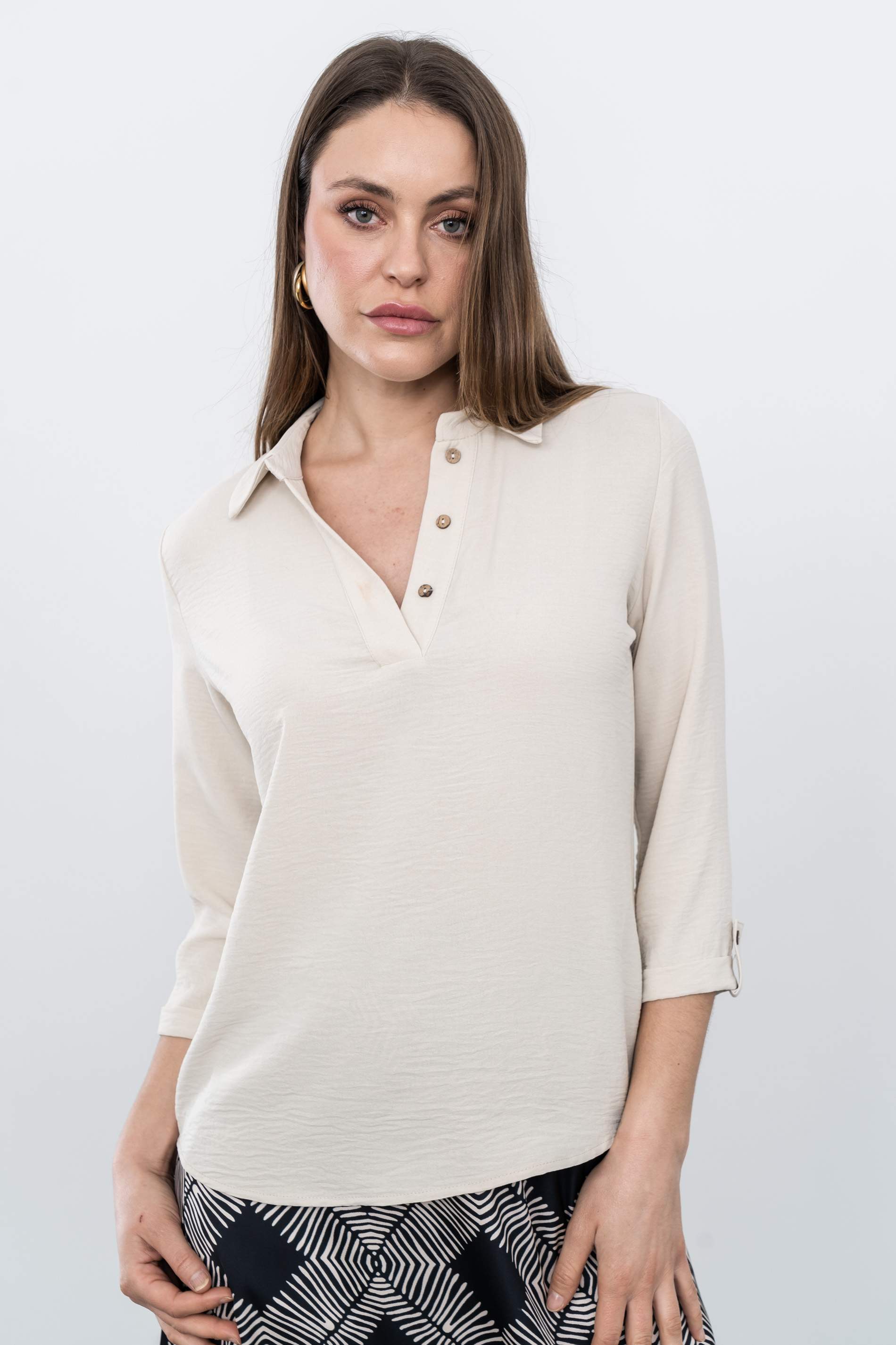 BLUSA CAMISERA BOTONES BEIGE