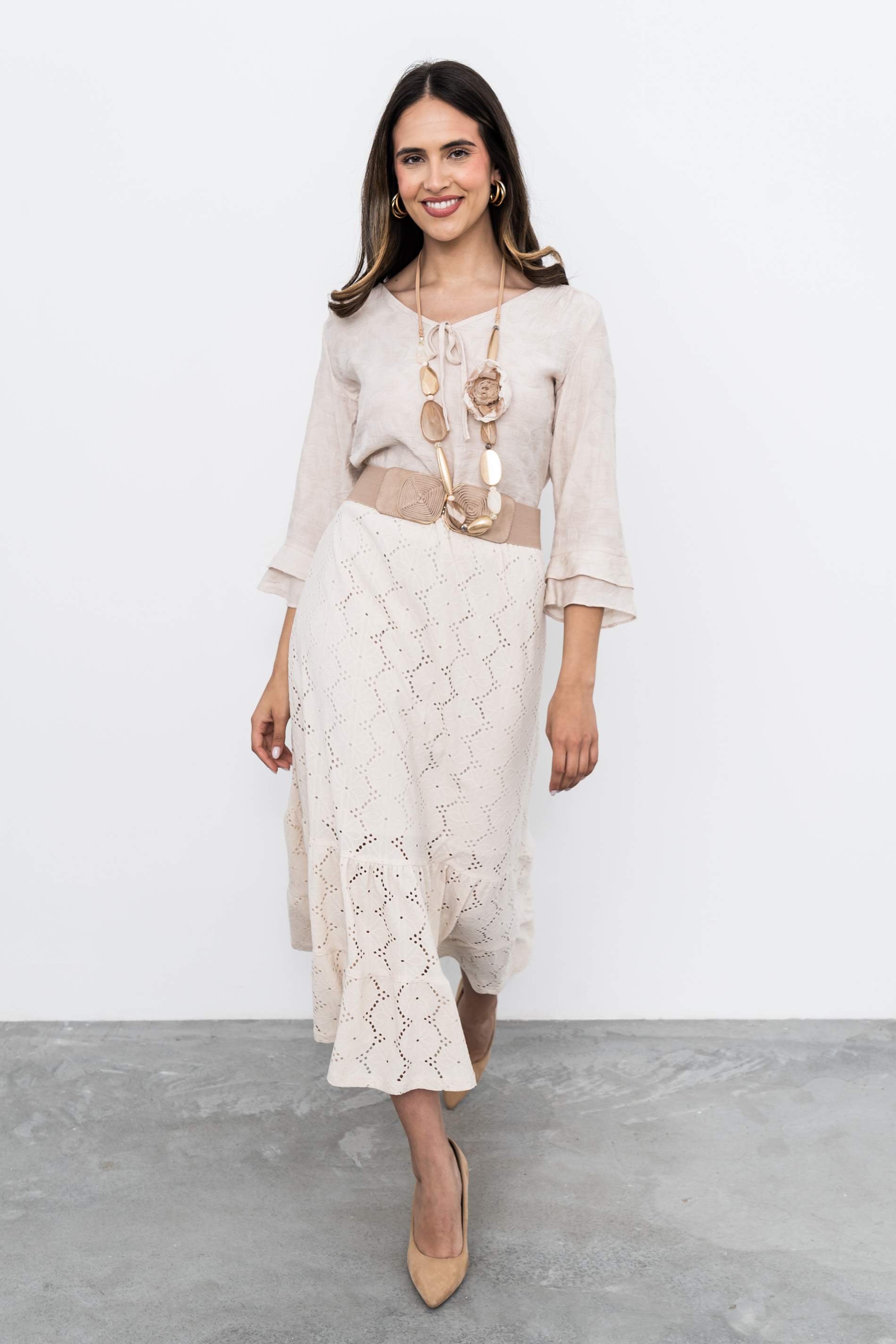 BLUSA TEJIDO FANTASÍA BEIGE