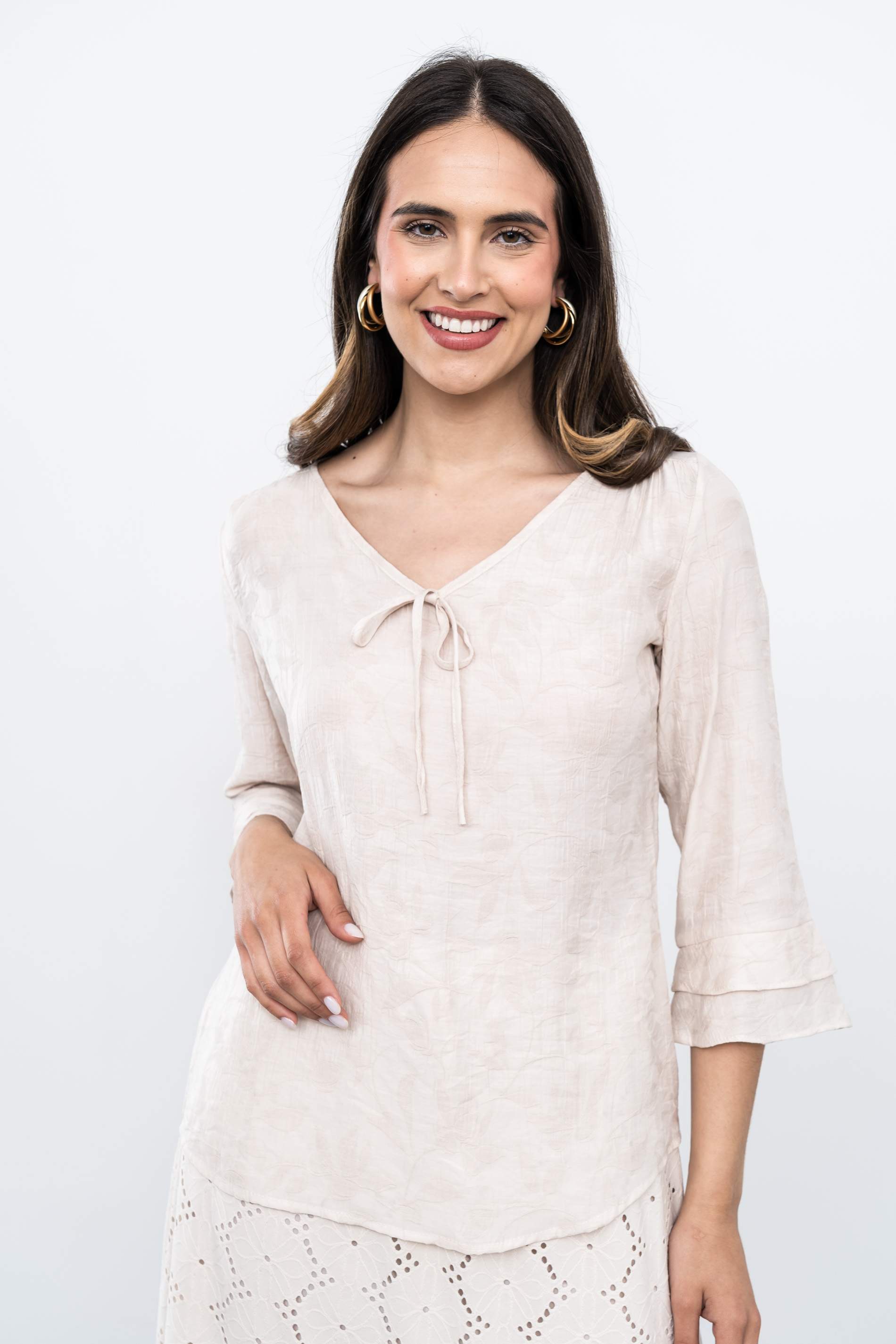 BLUSA TEJIDO FANTASÍA BEIGE