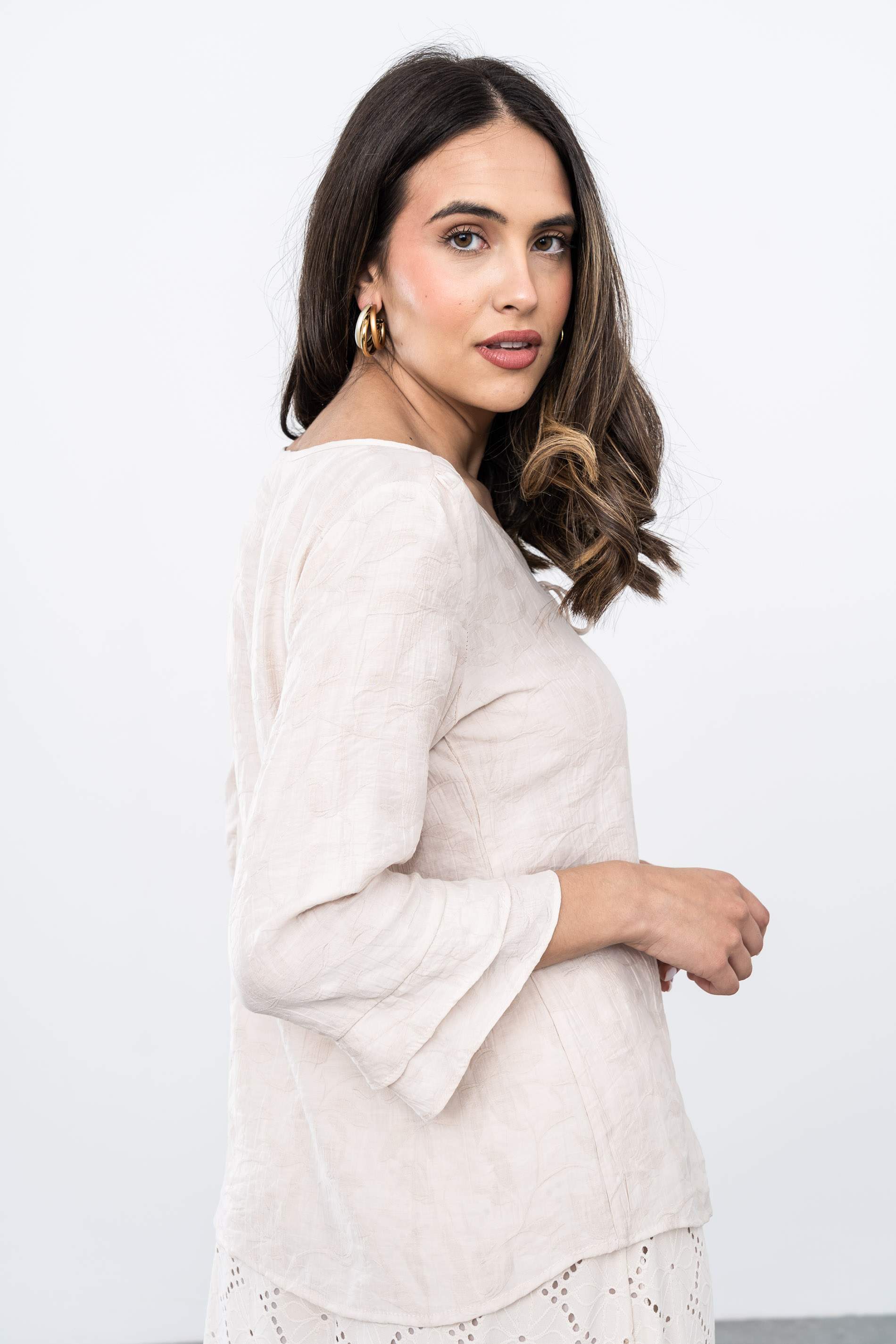 BLUSA TEJIDO FANTASÍA BEIGE