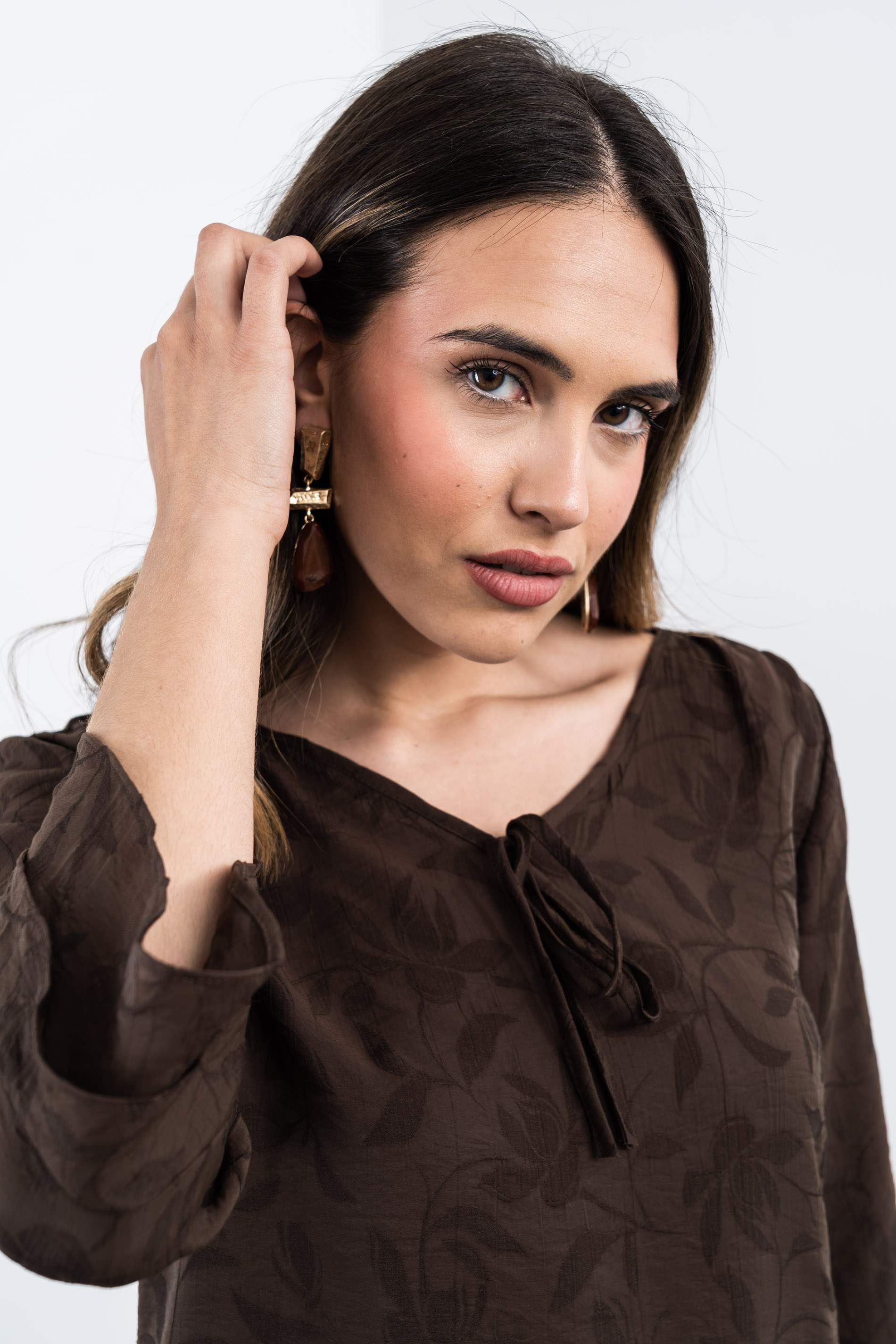 BLUSA TEJIDO FANTASÍA CHOCOLATE