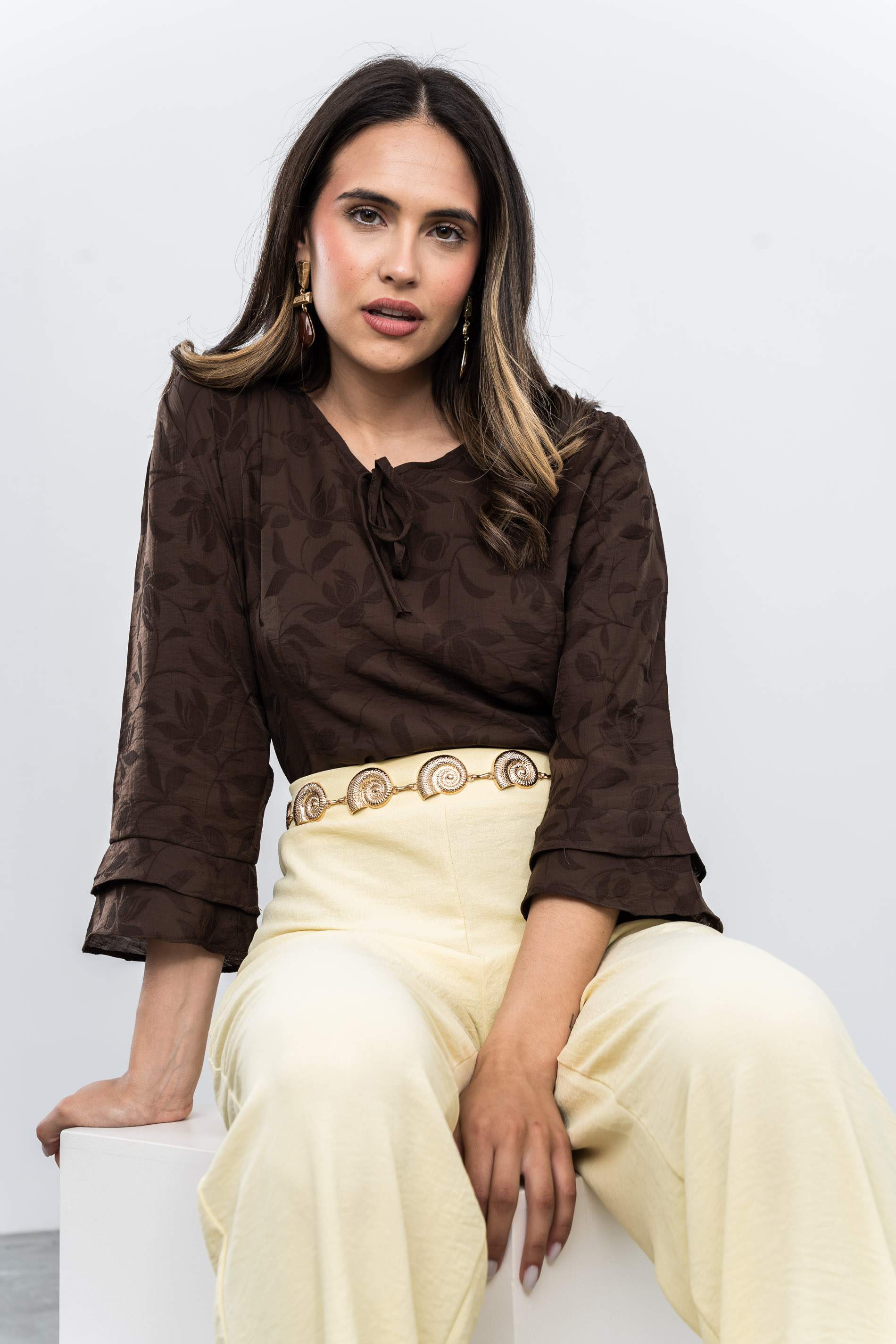 BLUSA TEJIDO FANTASÍA CHOCOLATE