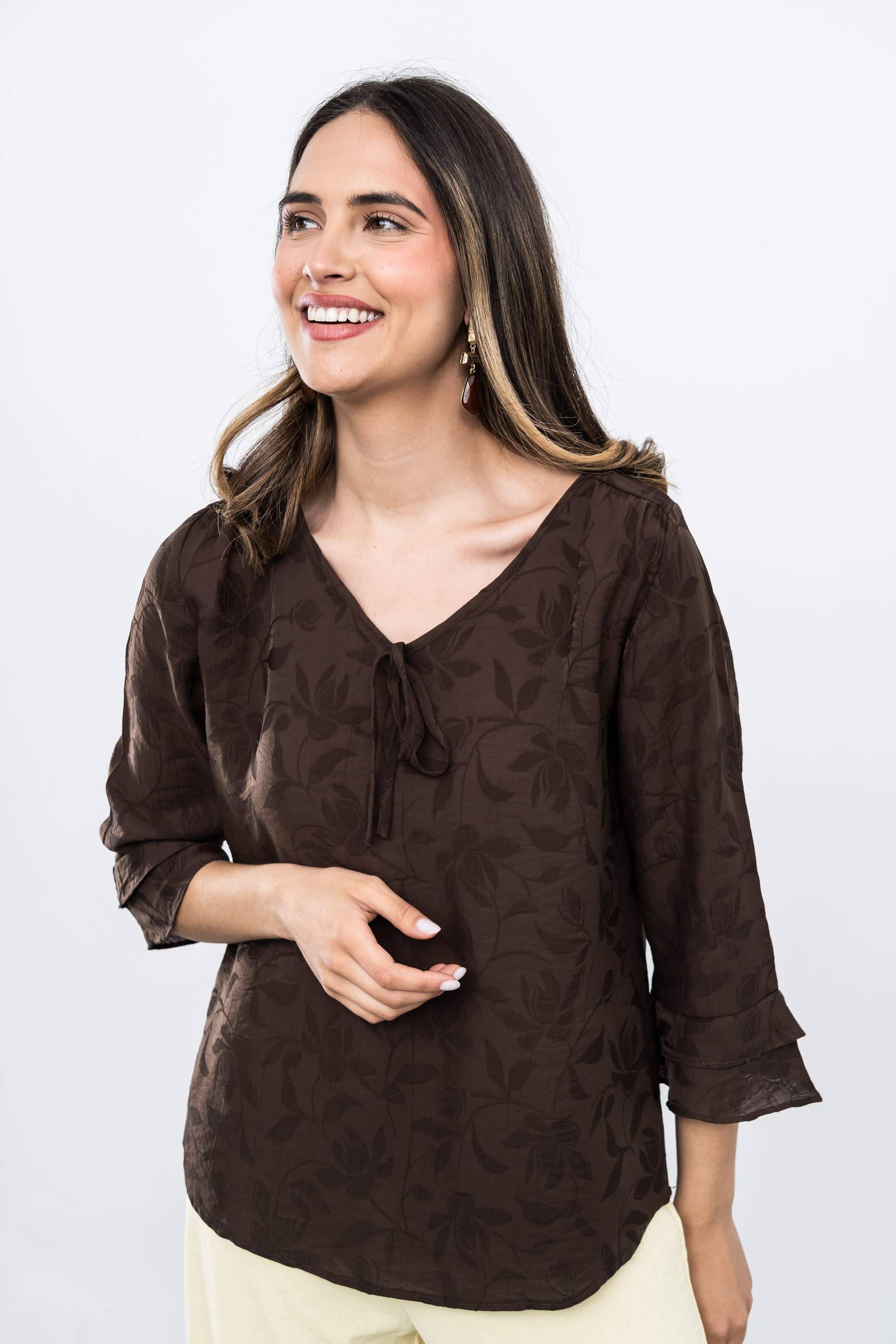 BLUSA TEJIDO FANTASÍA CHOCOLATE