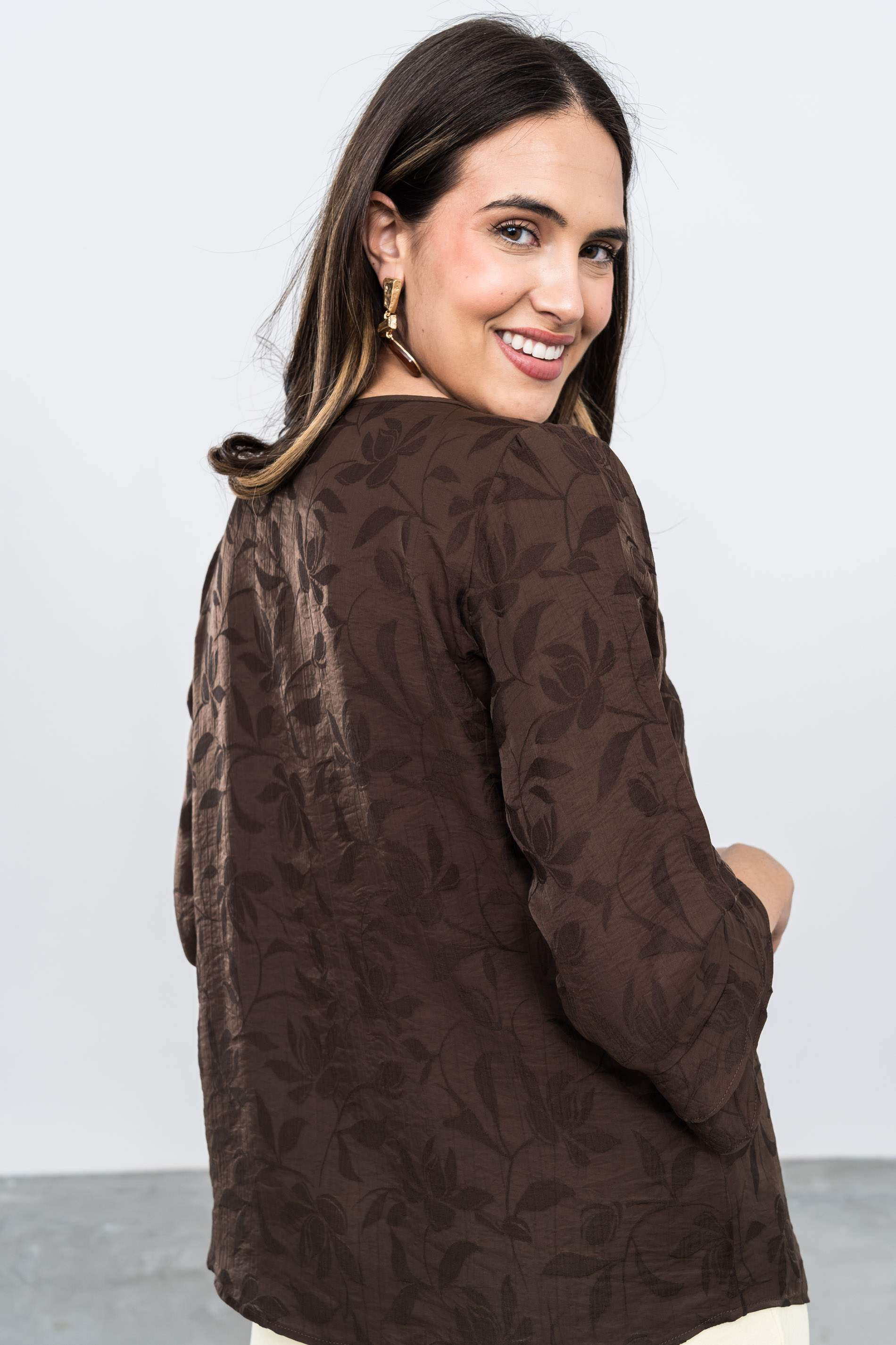 BLUSA TEJIDO FANTASÍA CHOCOLATE
