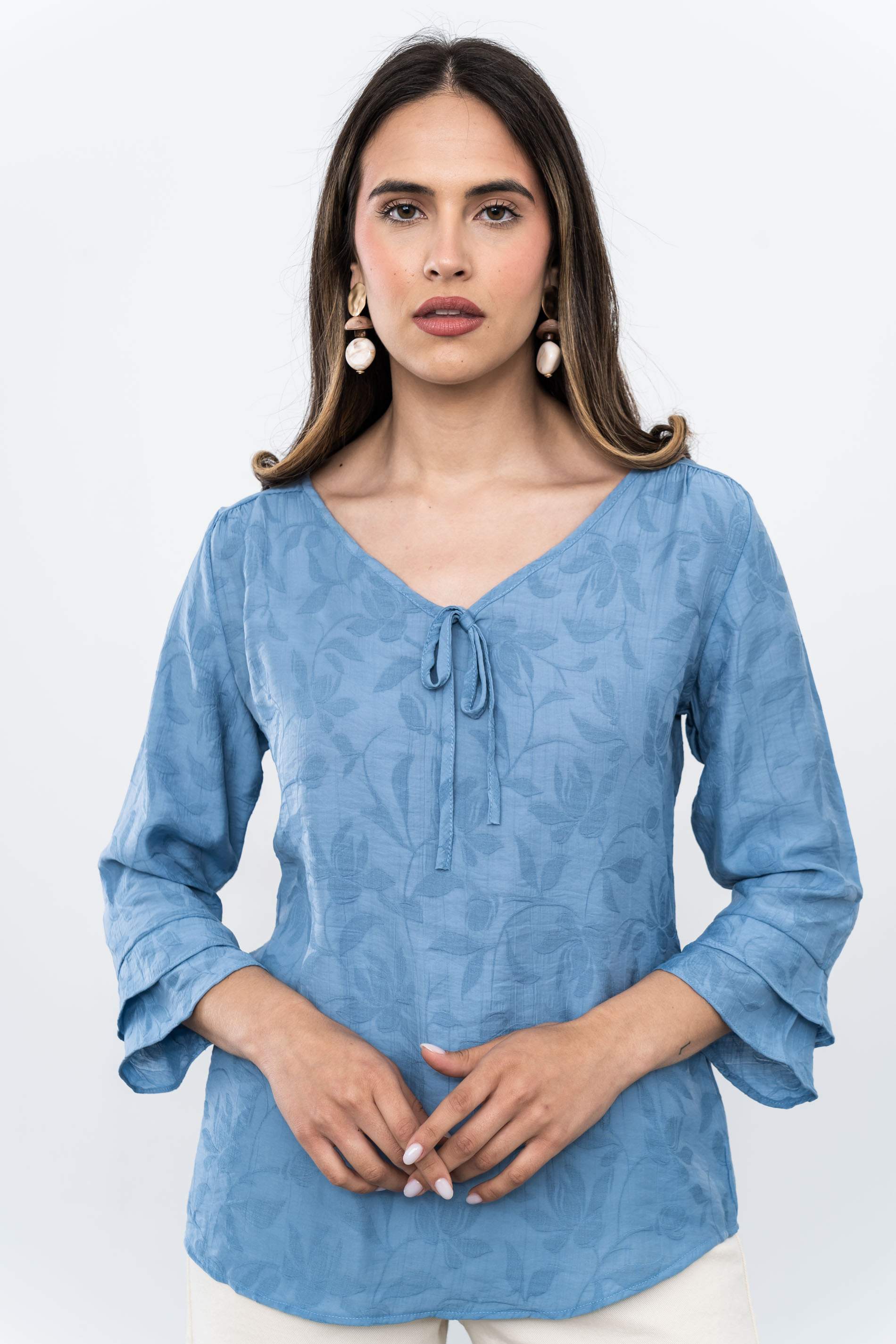 BLUSA TEJIDO FANTASÍA AZUL