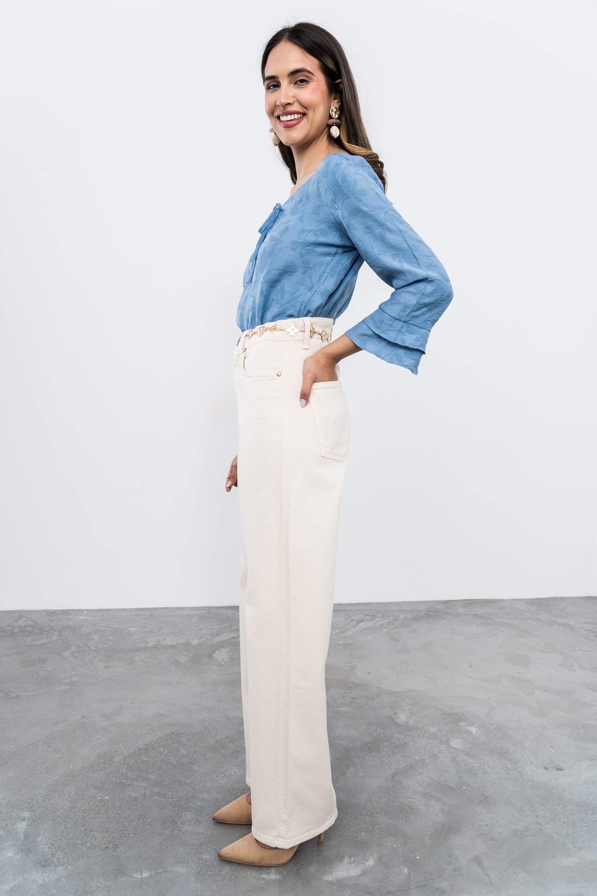 BLUSA TEJIDO FANTASÍA AZUL