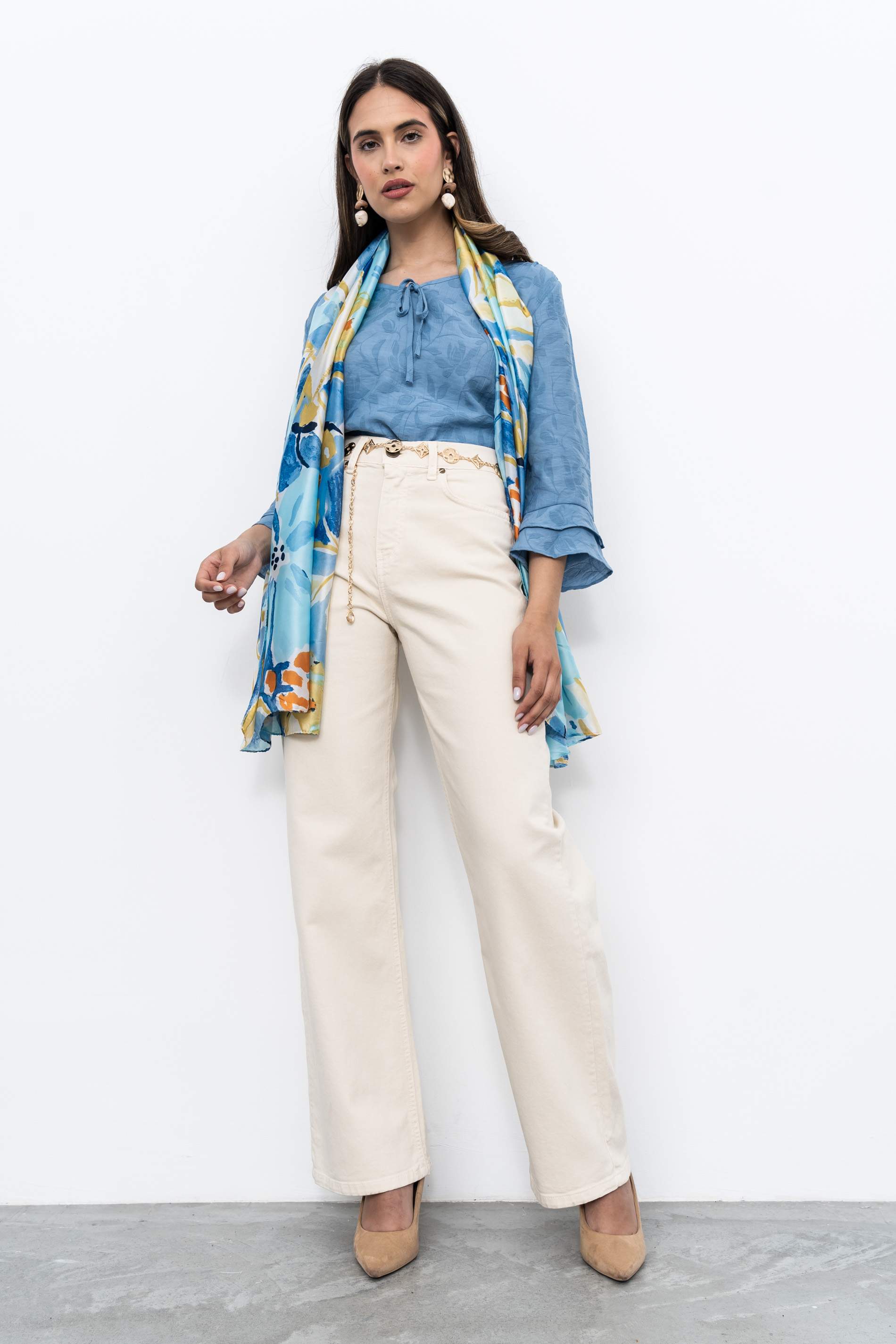 BLUSA TEJIDO FANTASÍA AZUL