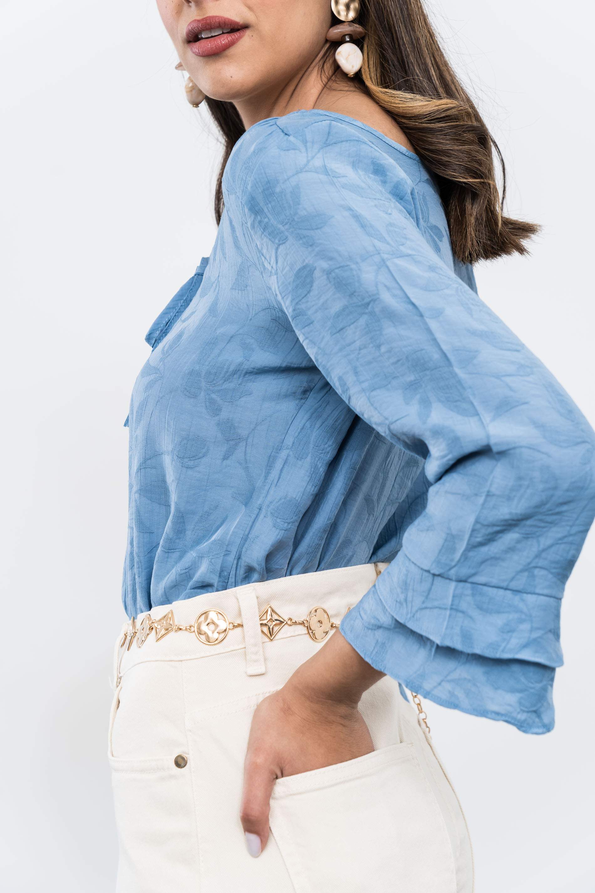 BLUSA TEJIDO FANTASÍA AZUL