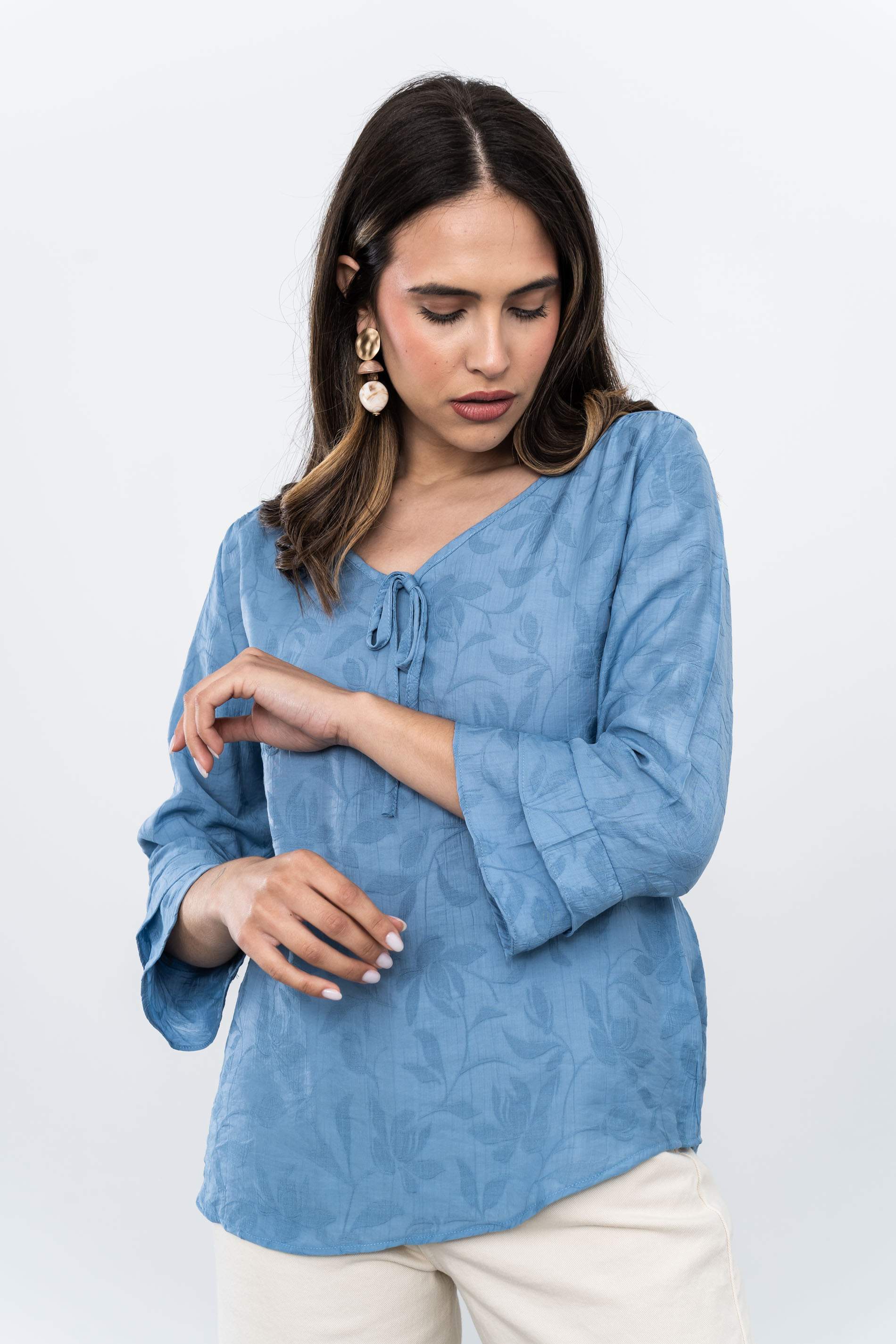 BLUSA TEJIDO FANTASÍA AZUL