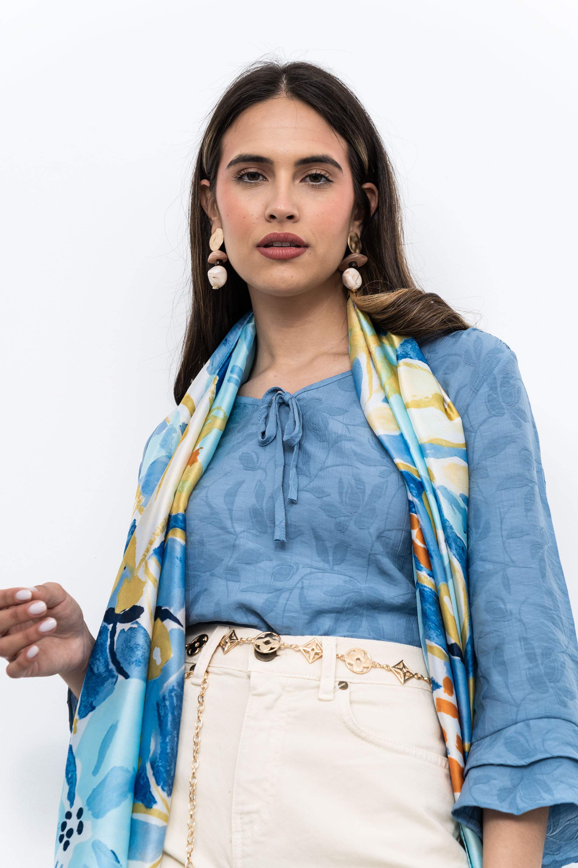 BLUSA TEJIDO FANTASÍA AZUL