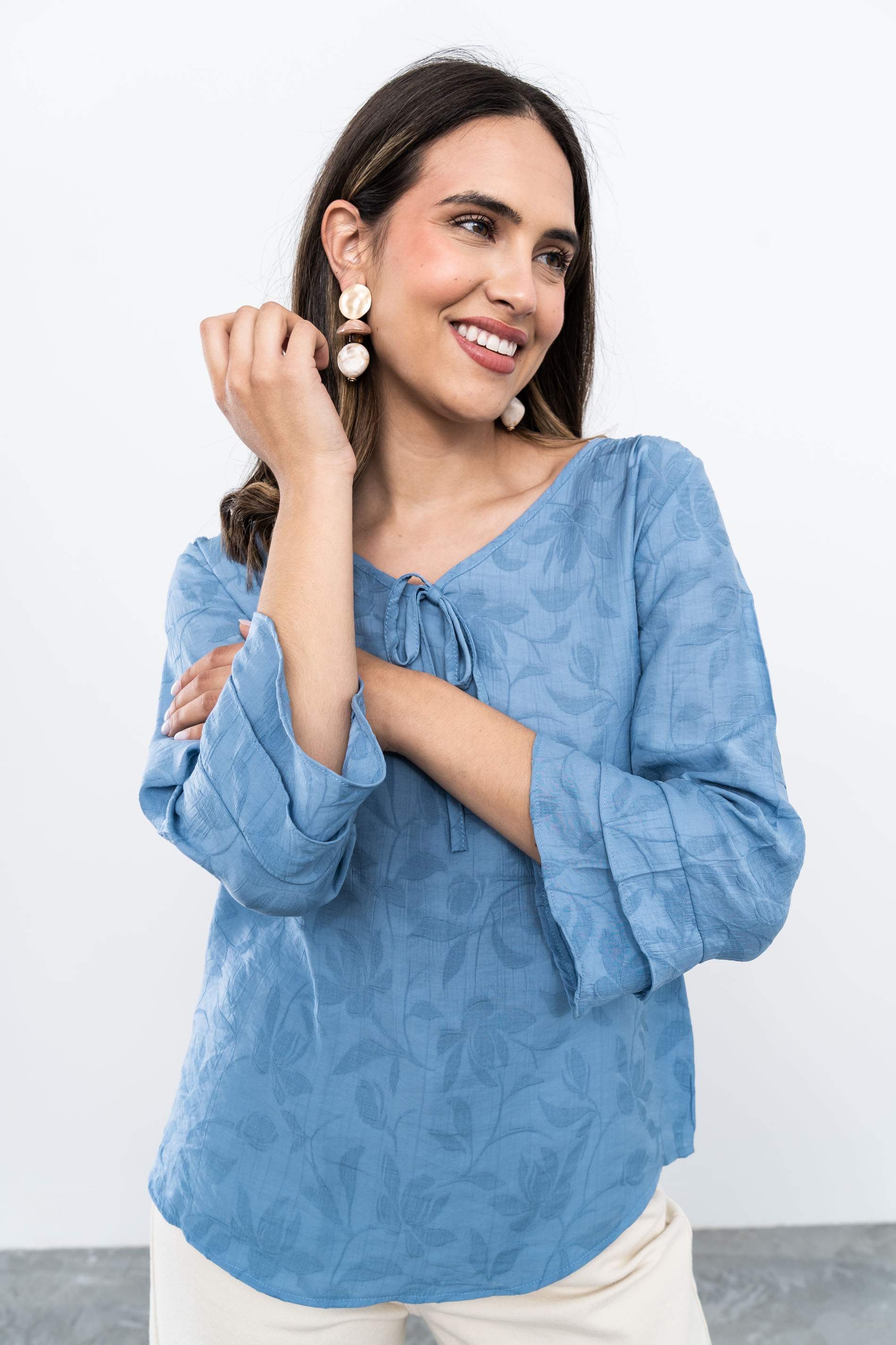 BLUSA TEJIDO FANTASÍA AZUL