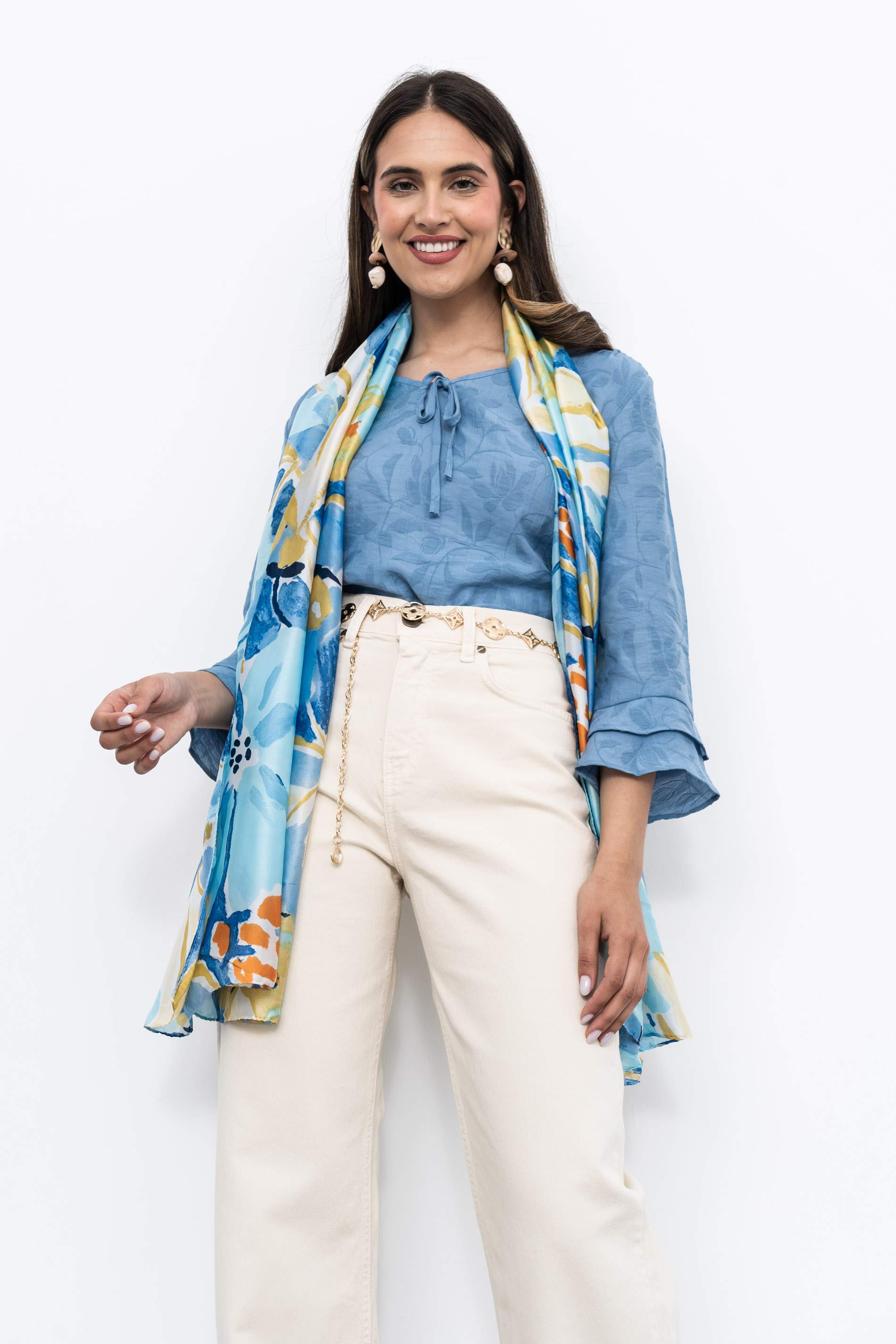 BLUSA TEJIDO FANTASÍA AZUL