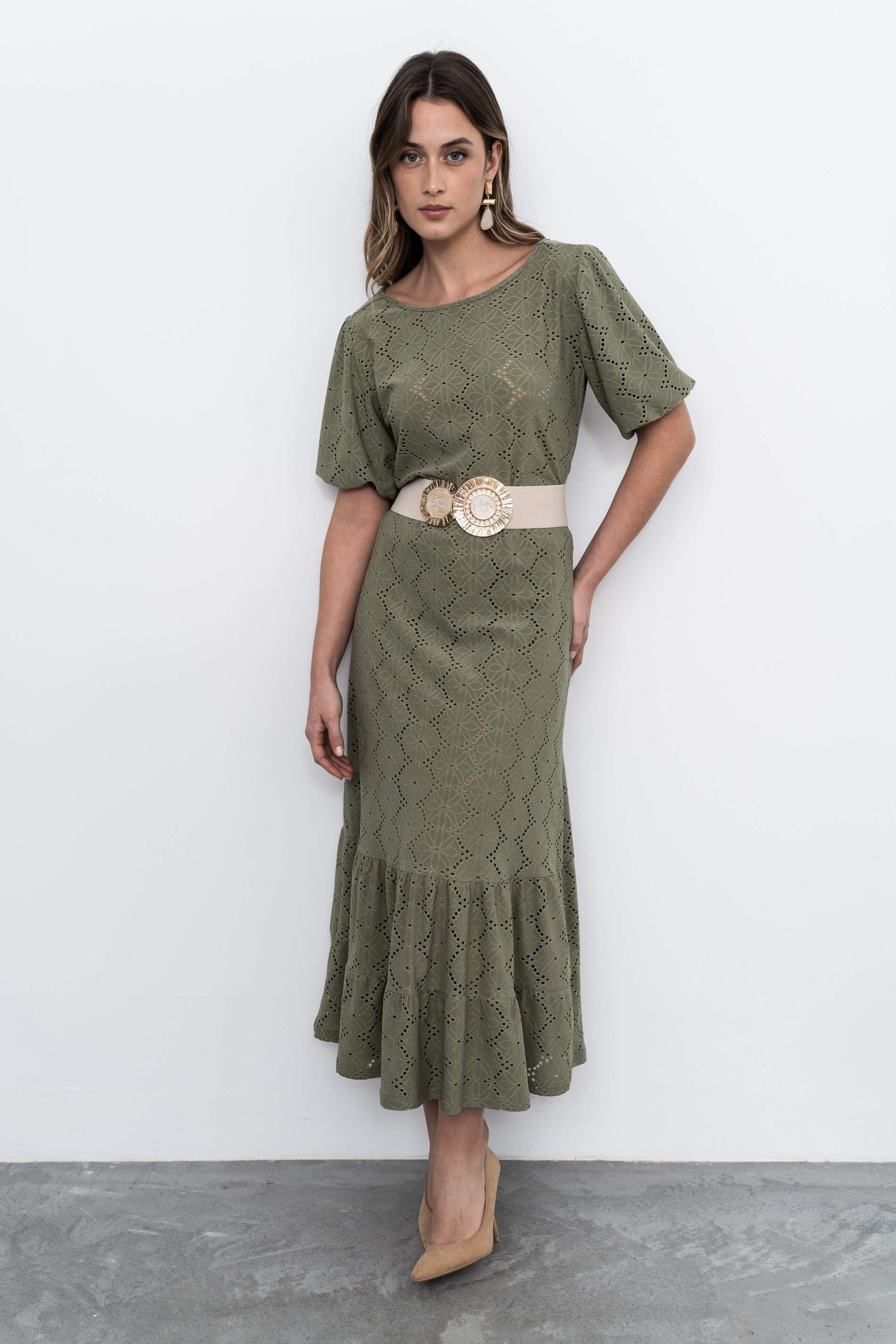 BLUSA TEJIDO PERFORADO KAKI