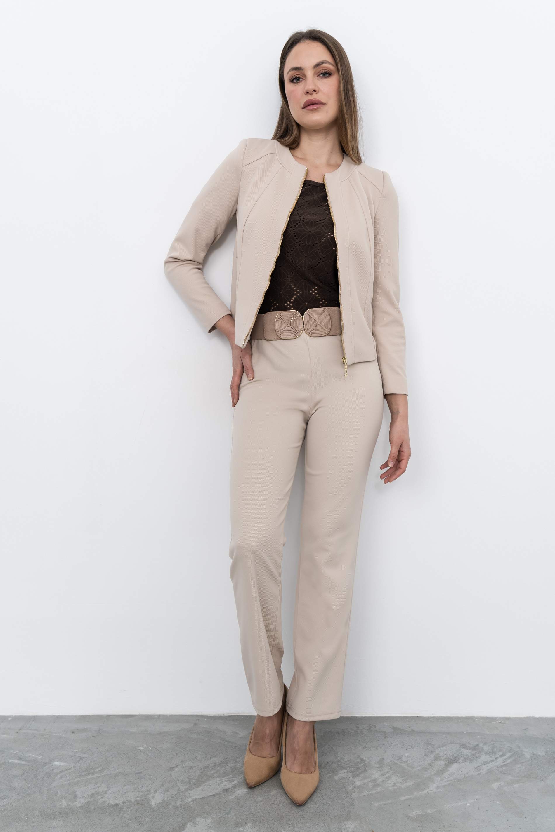 BLUSA TEJIDO PERFORADO CHOCOLATE