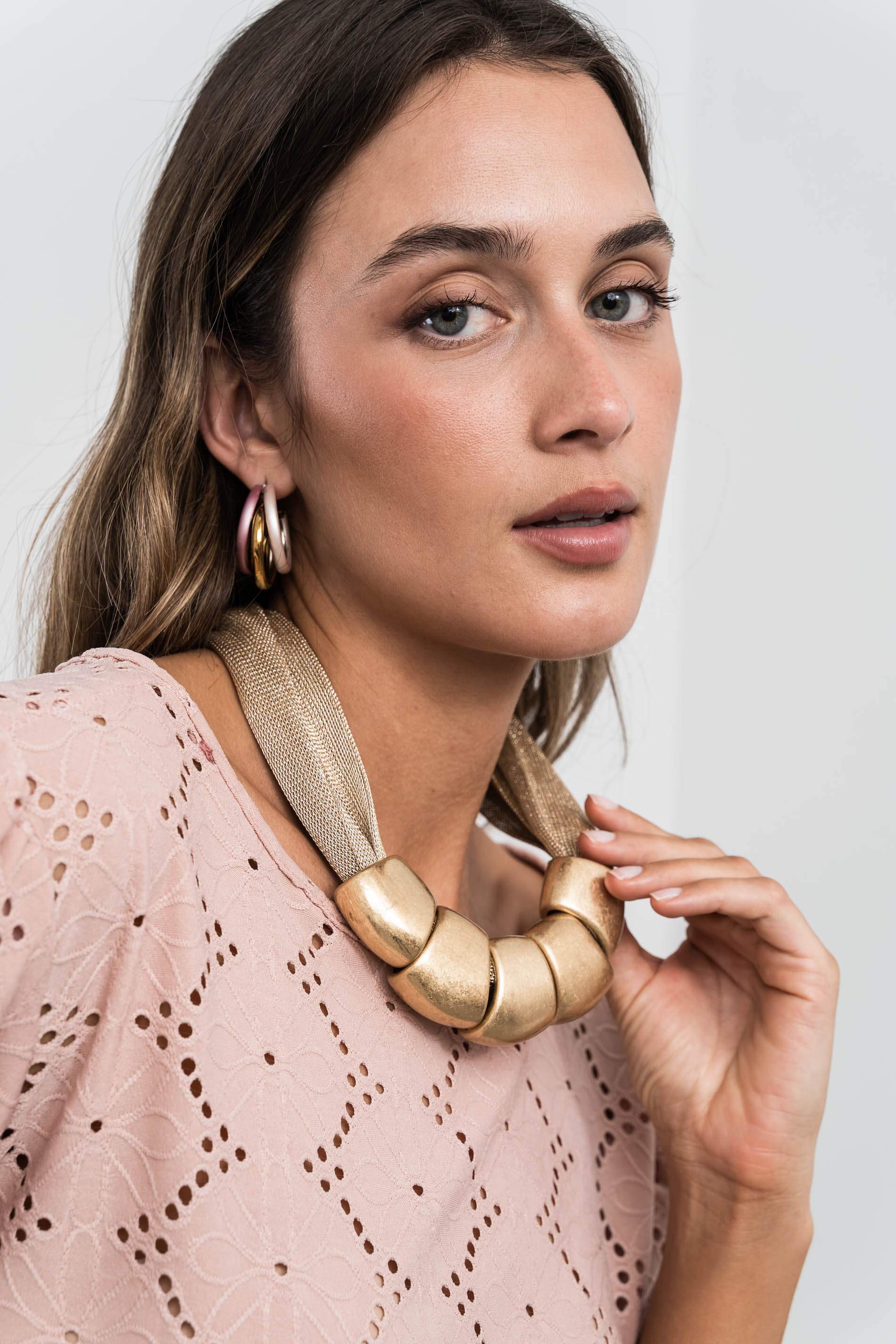 BLUSA TEJIDO PERFORADO NUDE