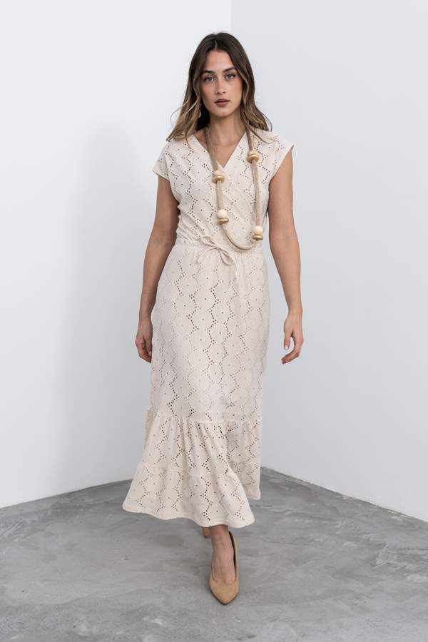 FALDA TEJIDO PERFORADO BEIGE