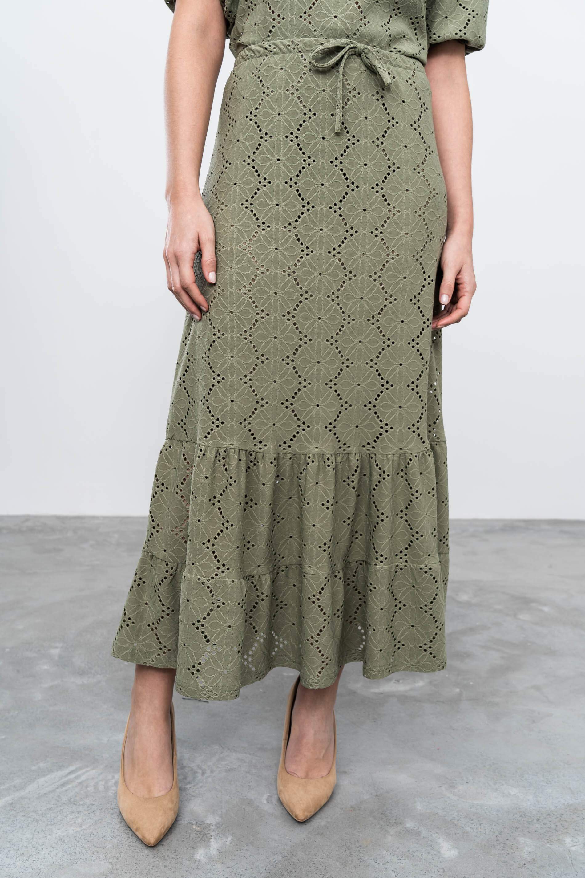 FALDA TEJIDO PERFORADO KAKI