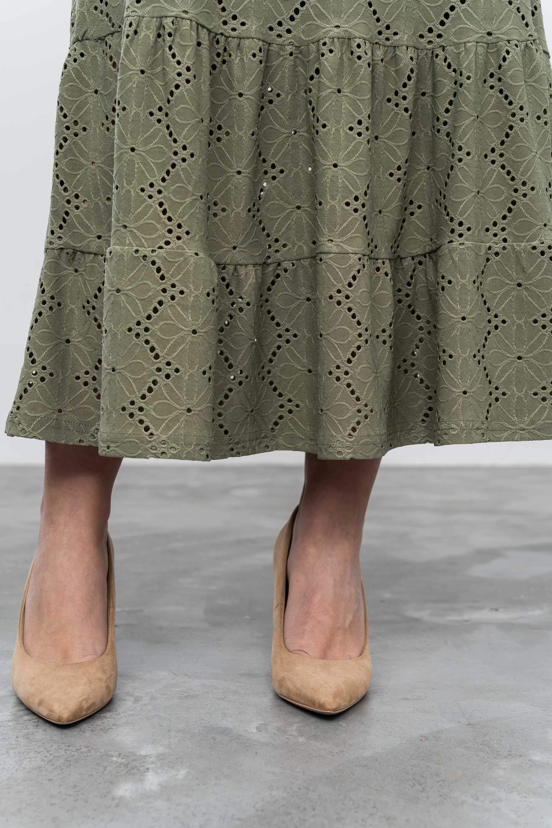 FALDA TEJIDO PERFORADO KAKI