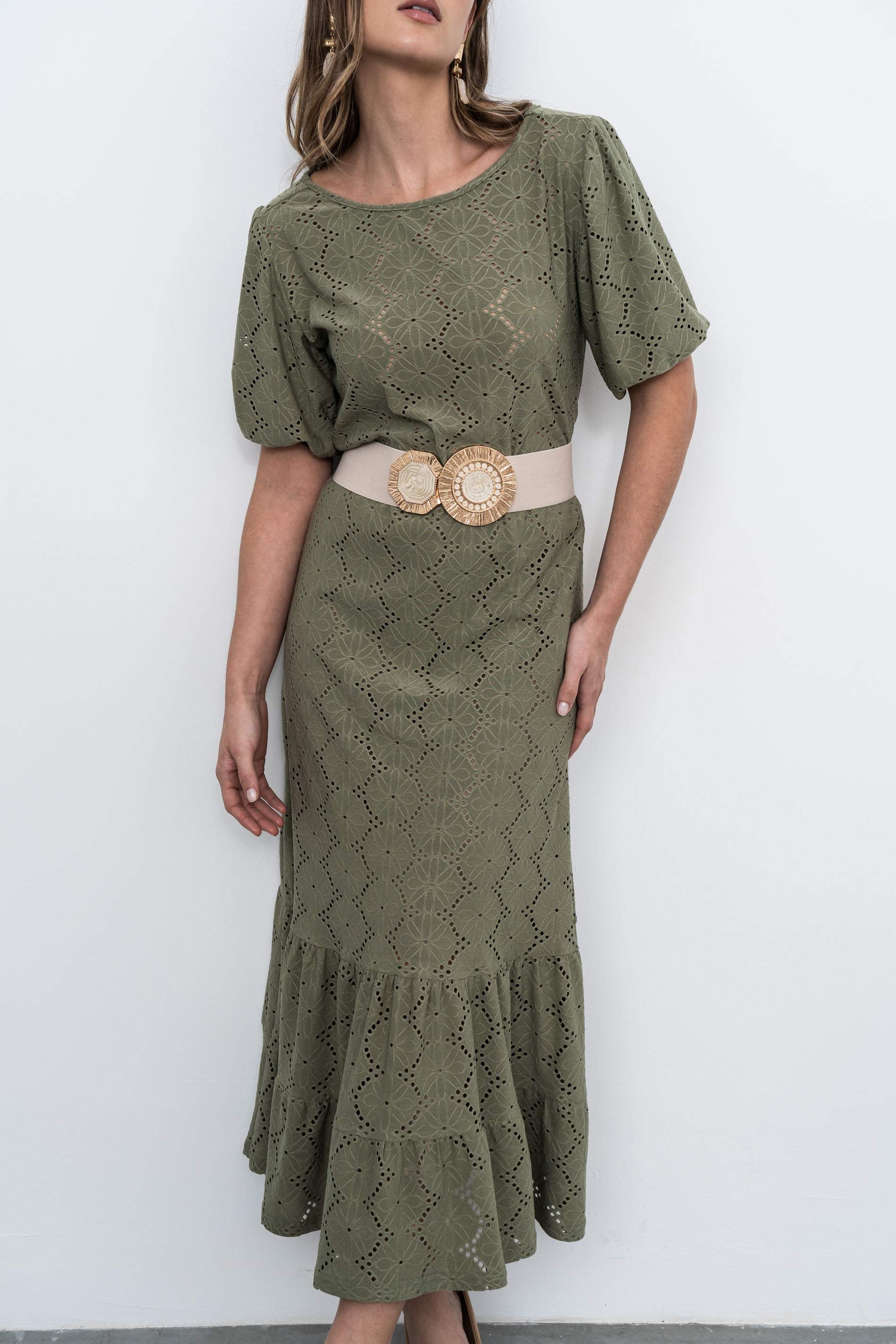 FALDA TEJIDO PERFORADO KAKI