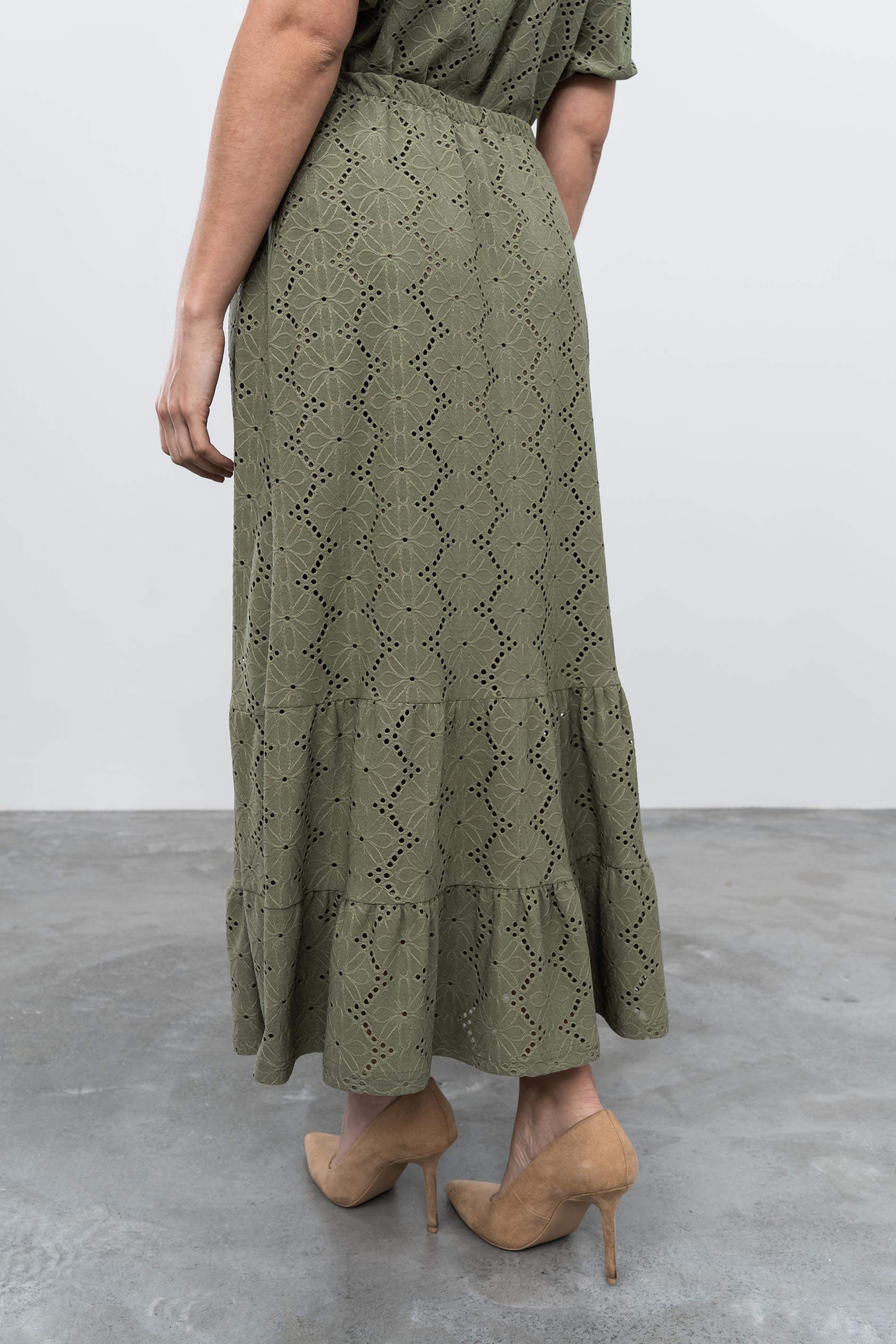 FALDA TEJIDO PERFORADO KAKI