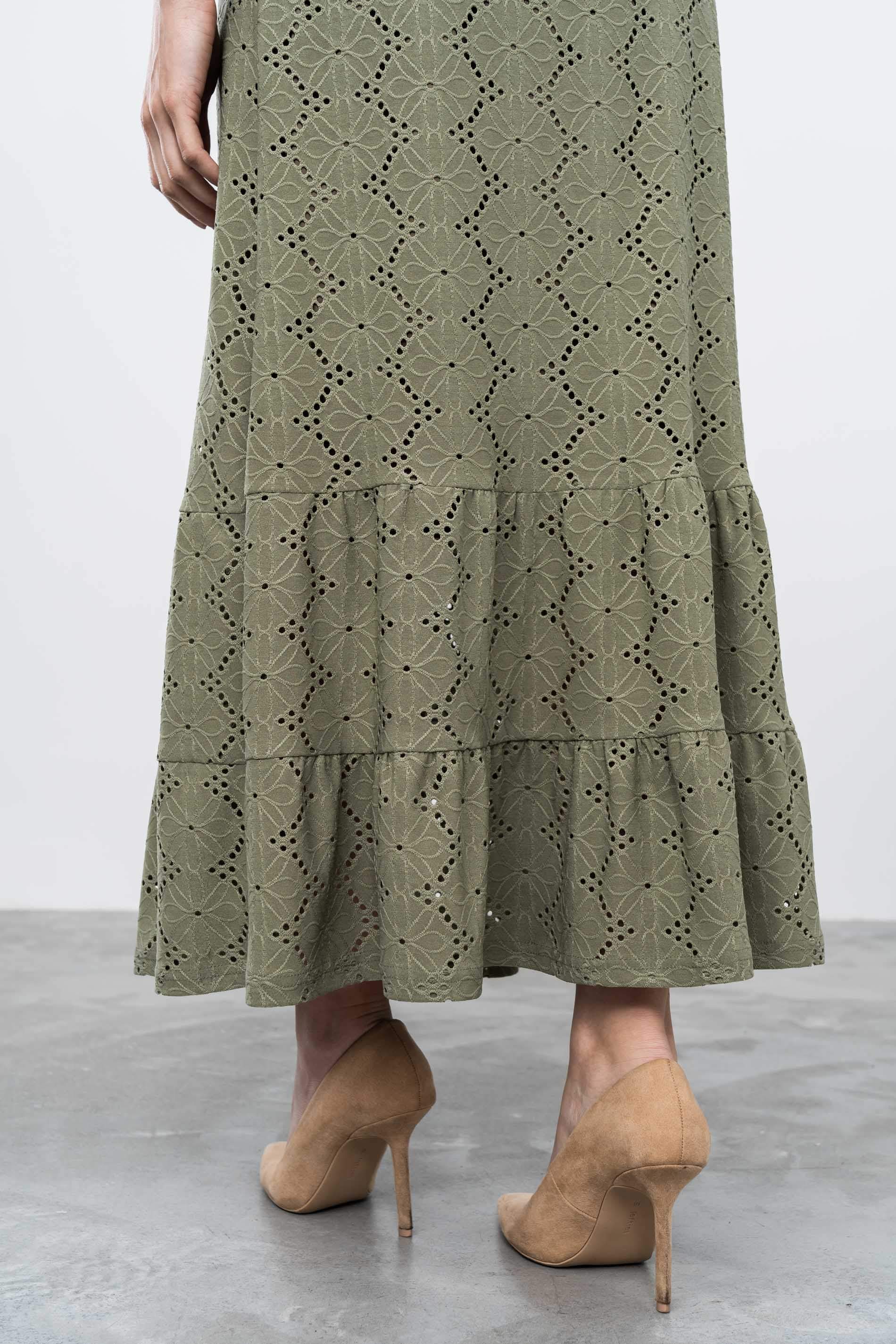 FALDA TEJIDO PERFORADO KAKI