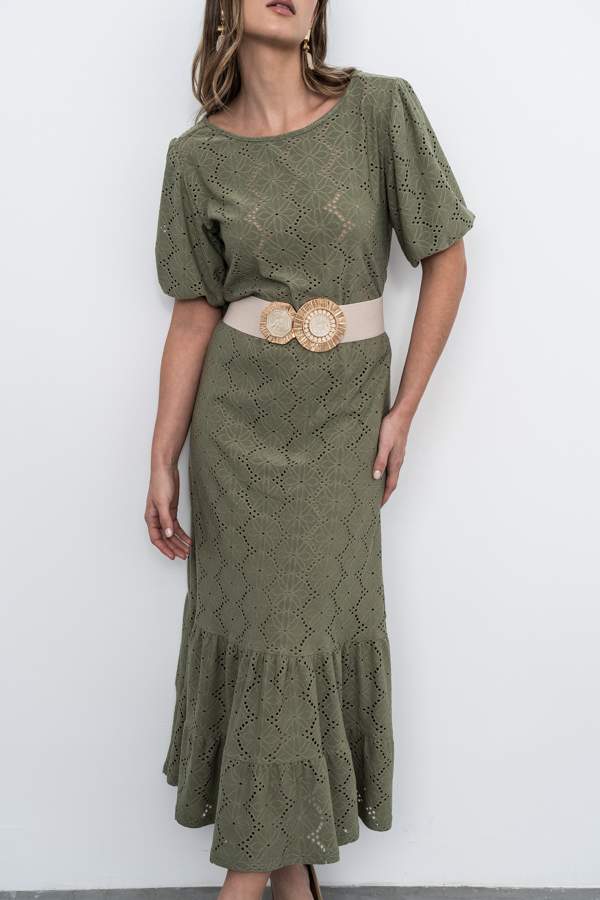 FALDA TEJIDO PERFORADO KAKI