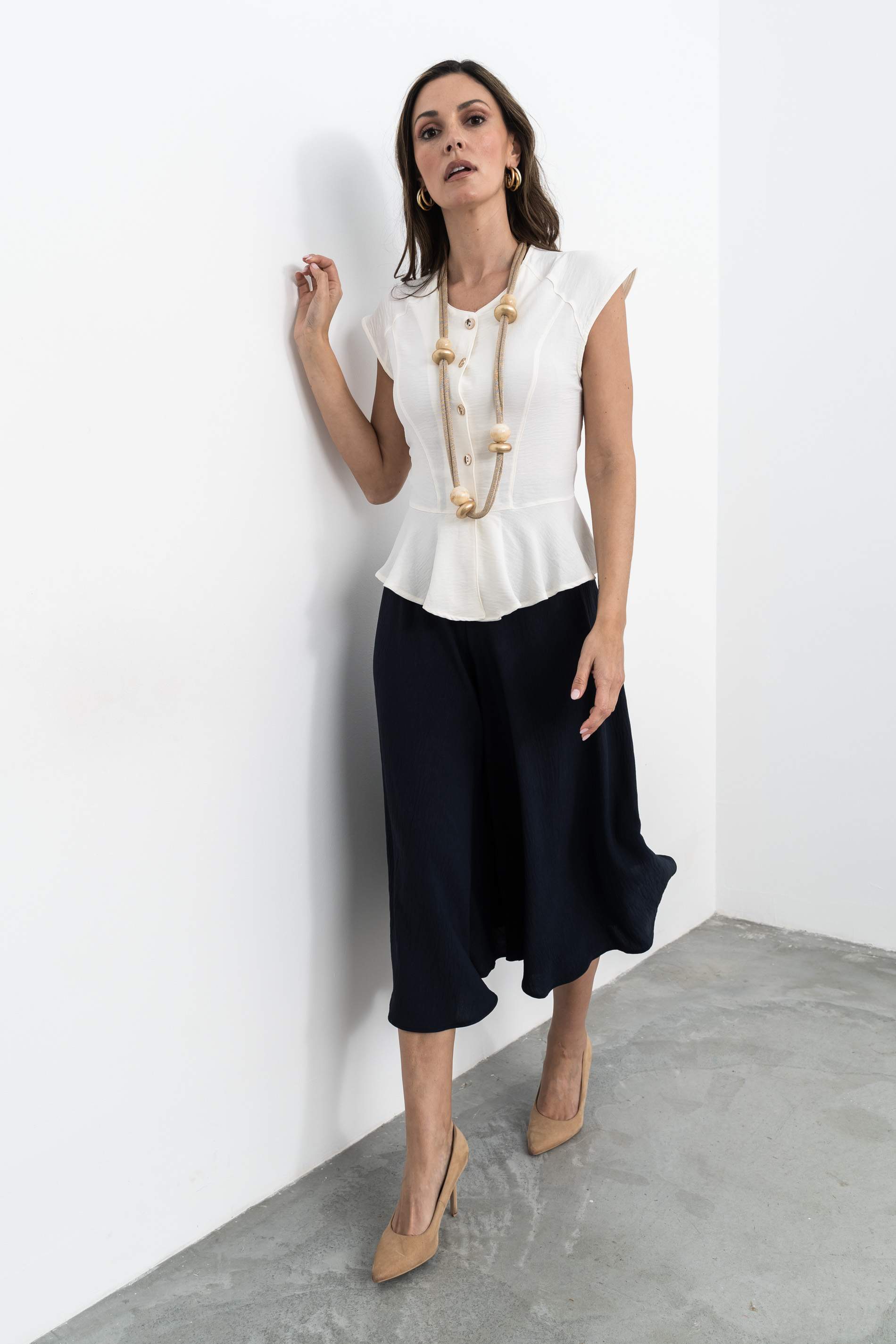 FALDA PANTALÓN TEXTURA MARINO