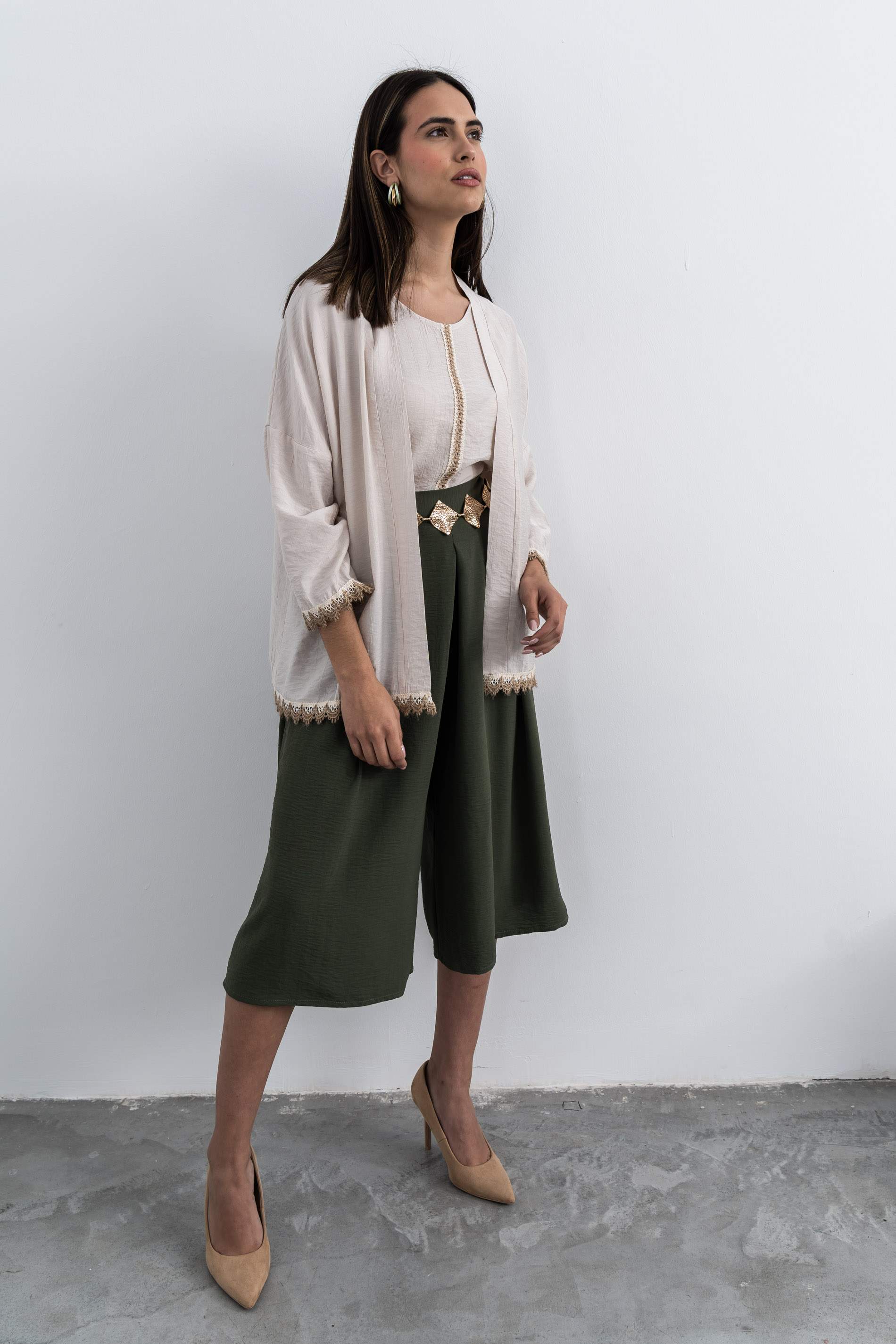 FALDA PANTALÓN TABLAS KAKI