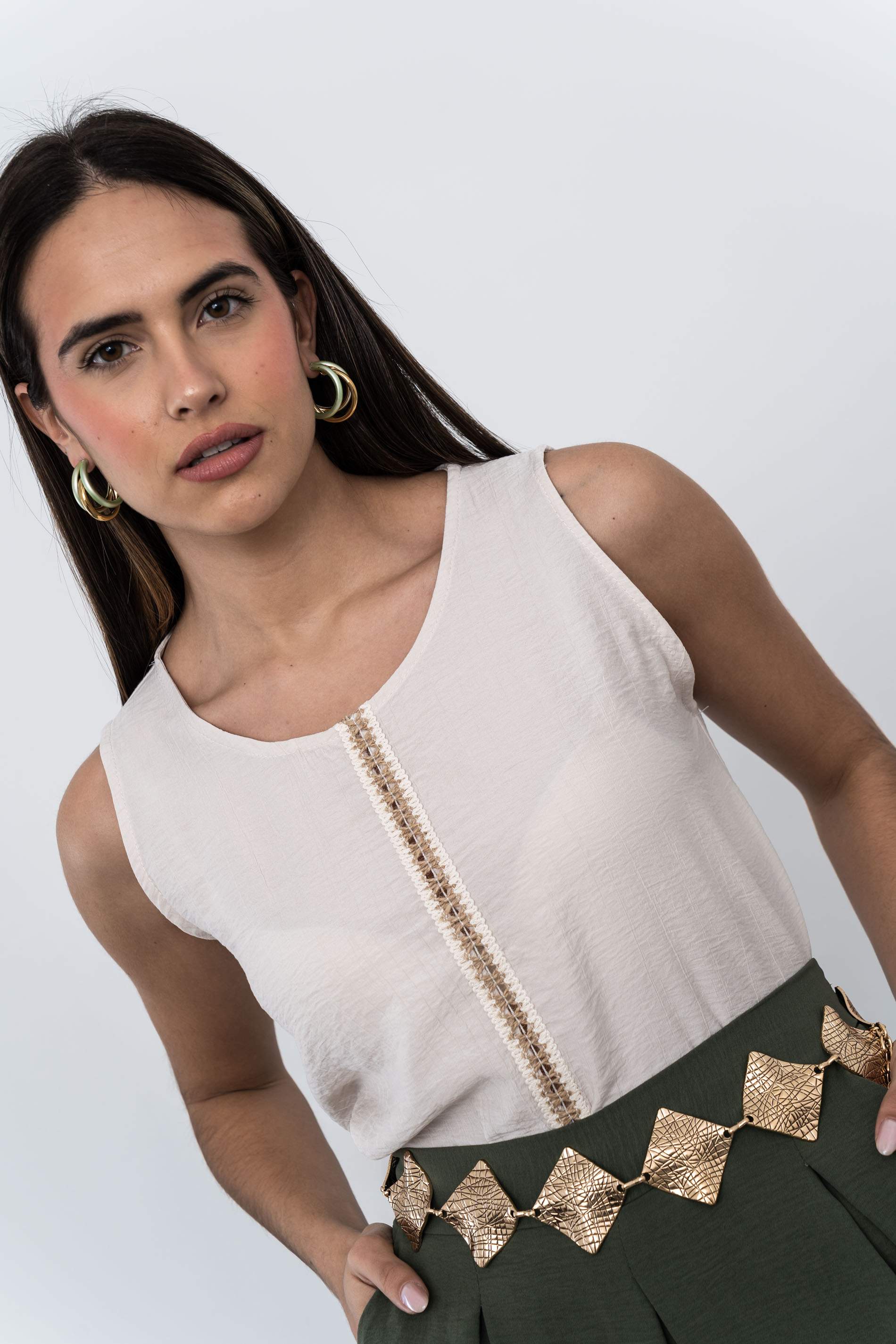 FALDA PANTALÓN TABLAS KAKI