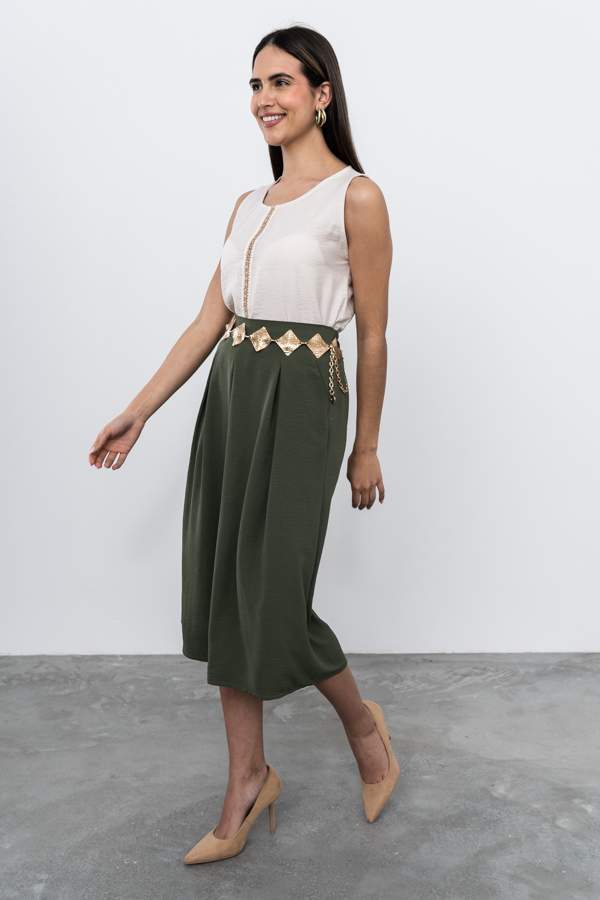 FALDA PANTALÓN TABLAS KAKI