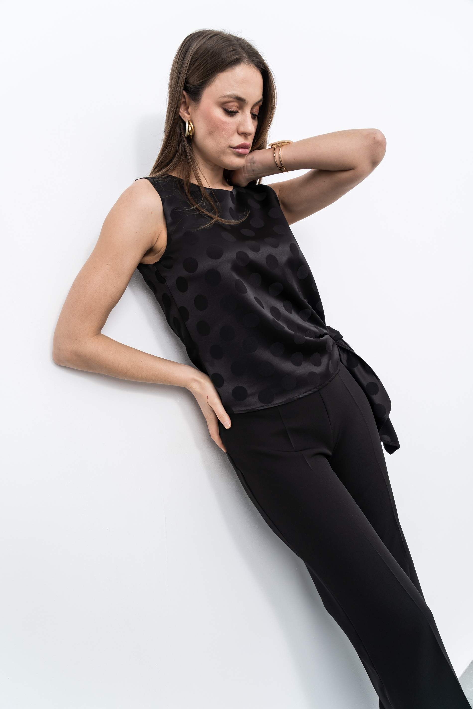 PANTALÓN PIERNA ANCHA VESTIR NEGRO