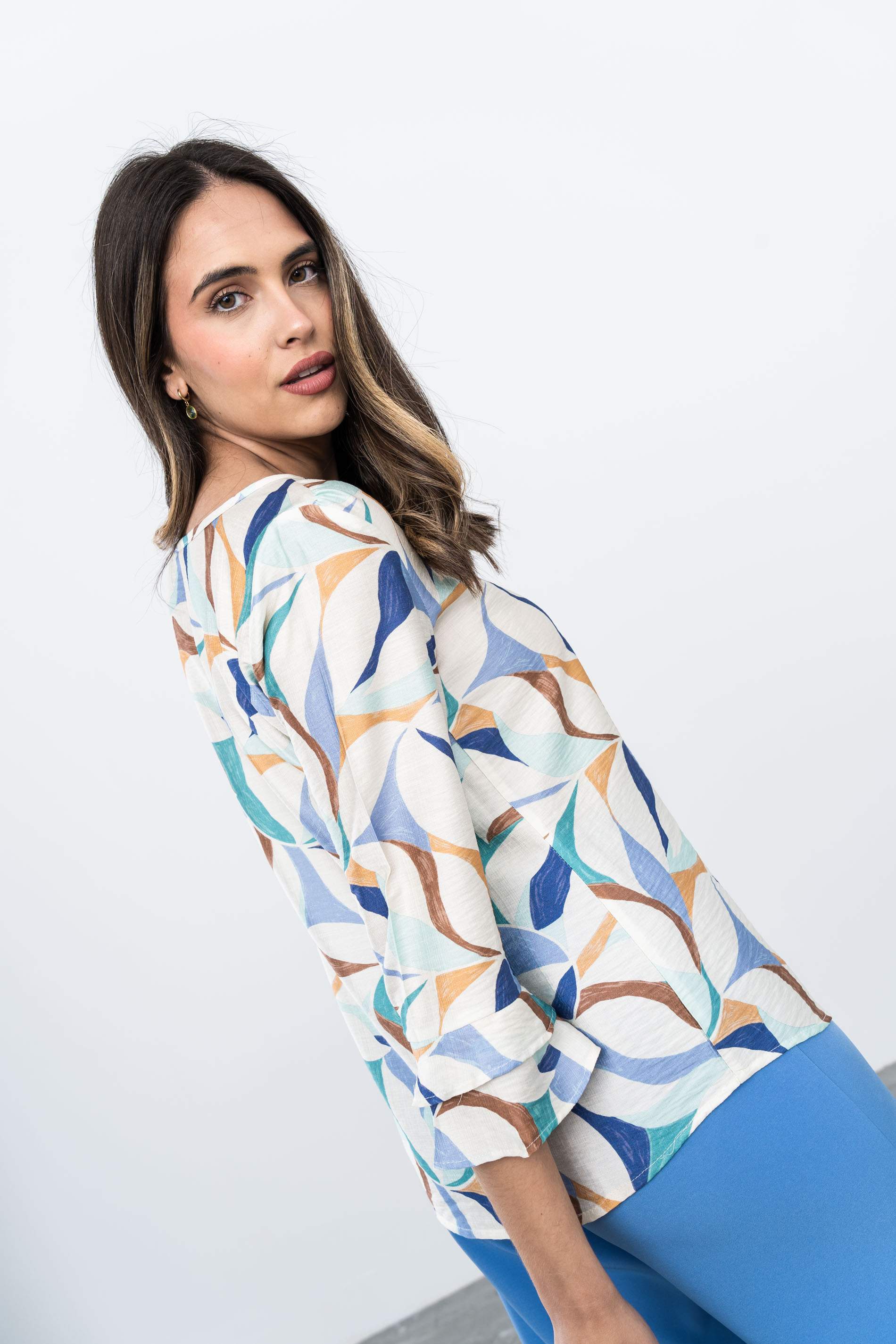 BLUSA LAZADA ESTAMPADO COMBINADO AZUL