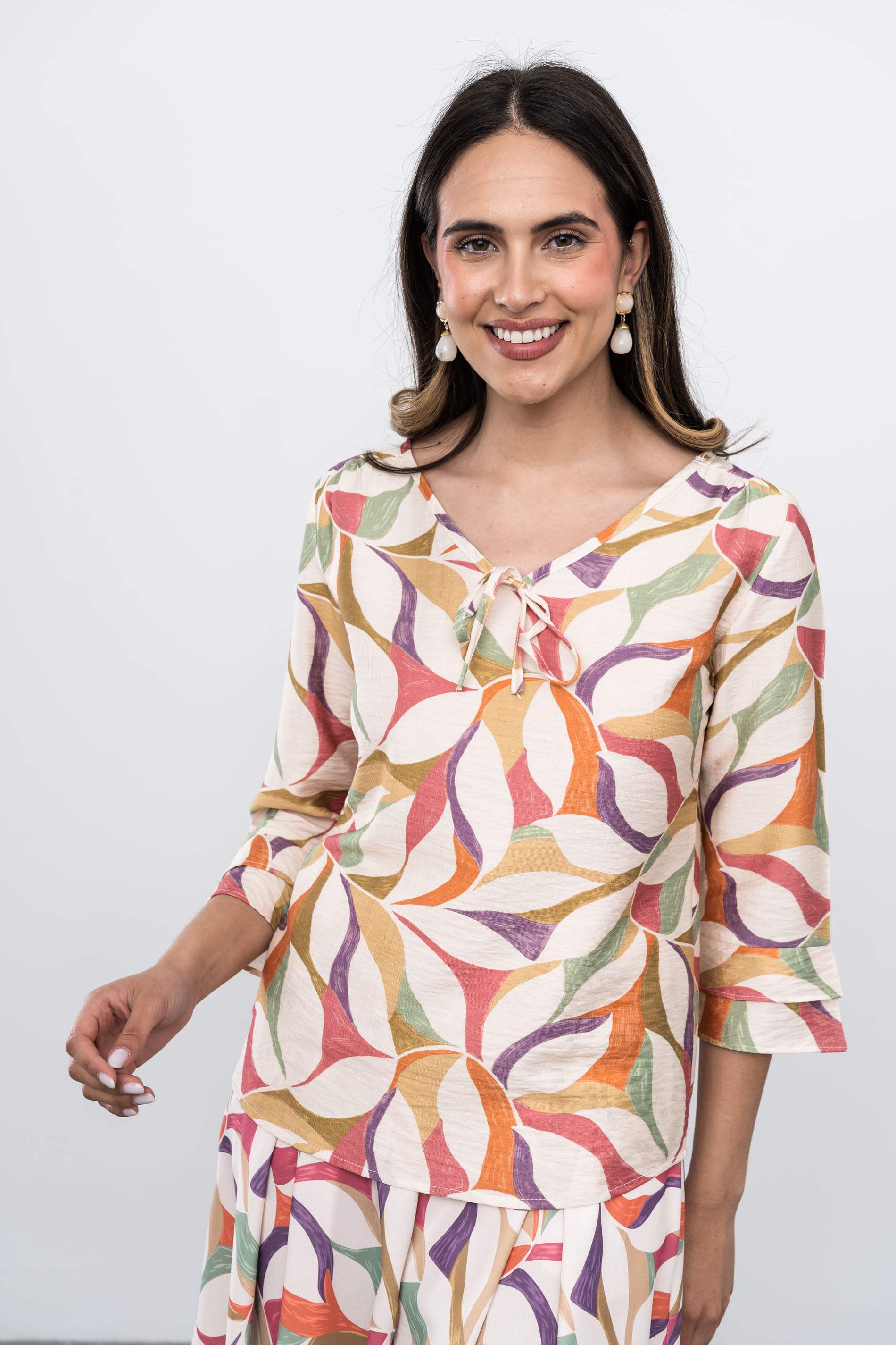 BLUSA LAZADA ESTAMPADO COMBINADO FUCSIA