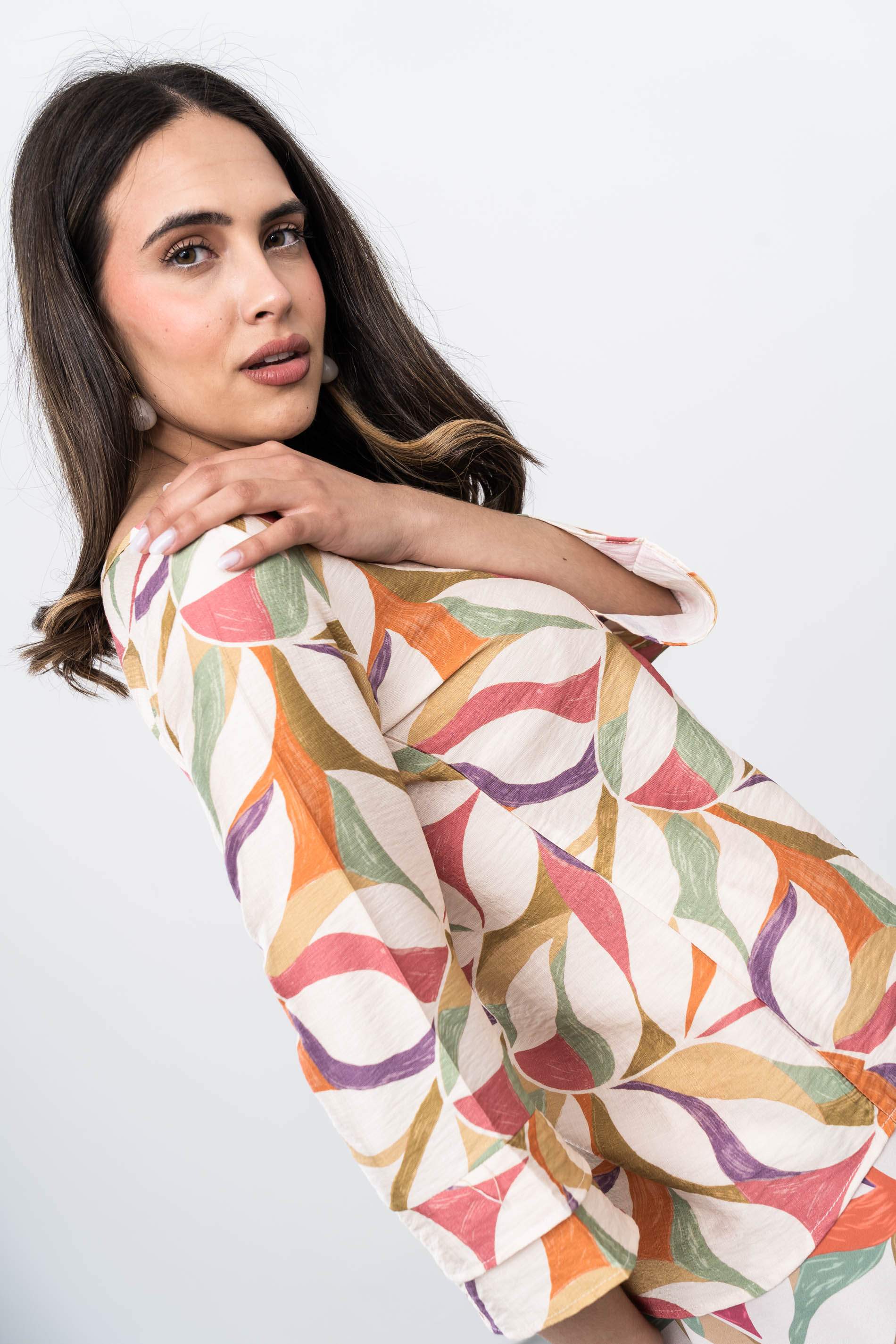 BLUSA LAZADA ESTAMPADO COMBINADO FUCSIA