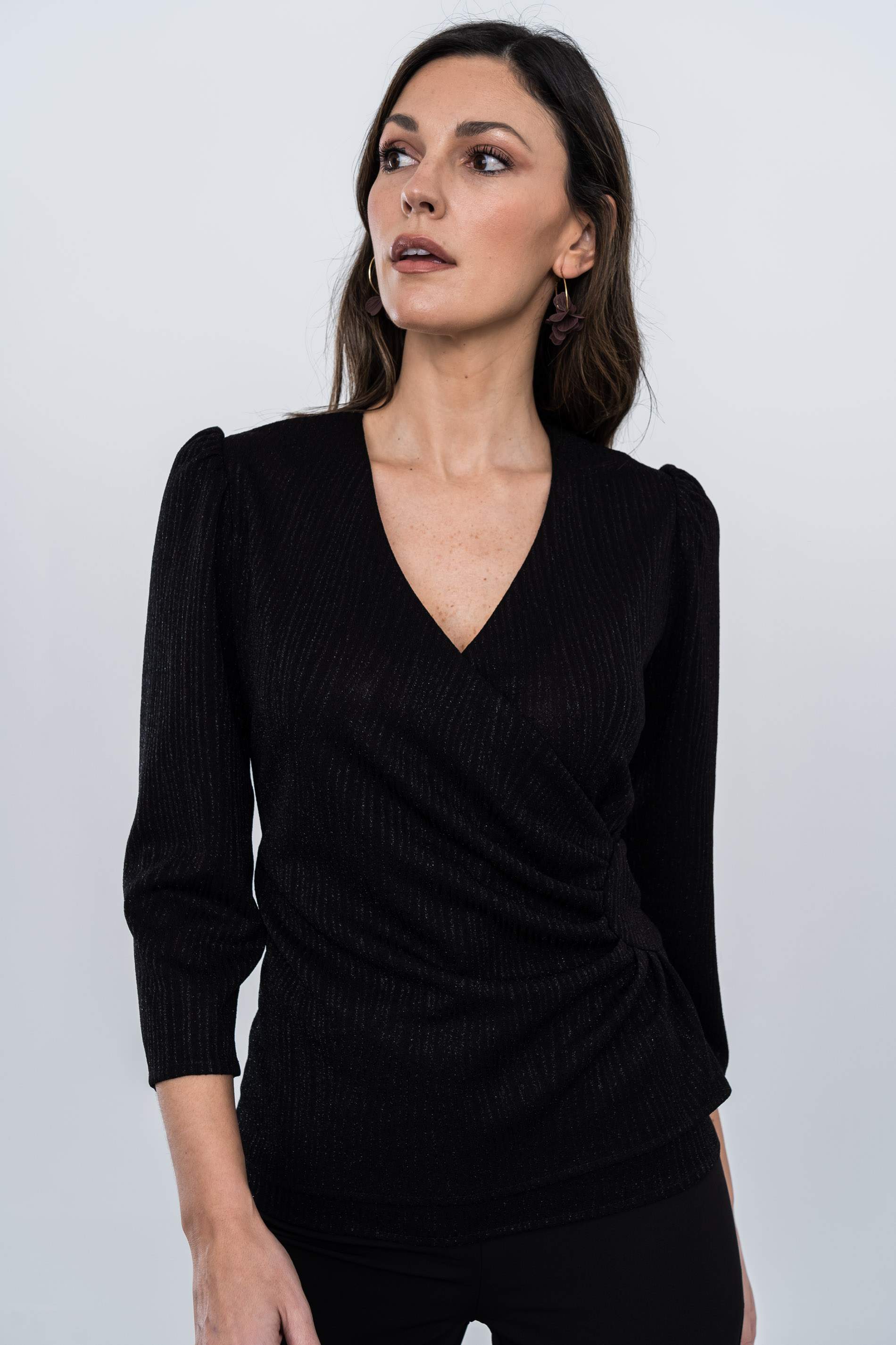 TOP RECOGIDO LUREX NEGRO