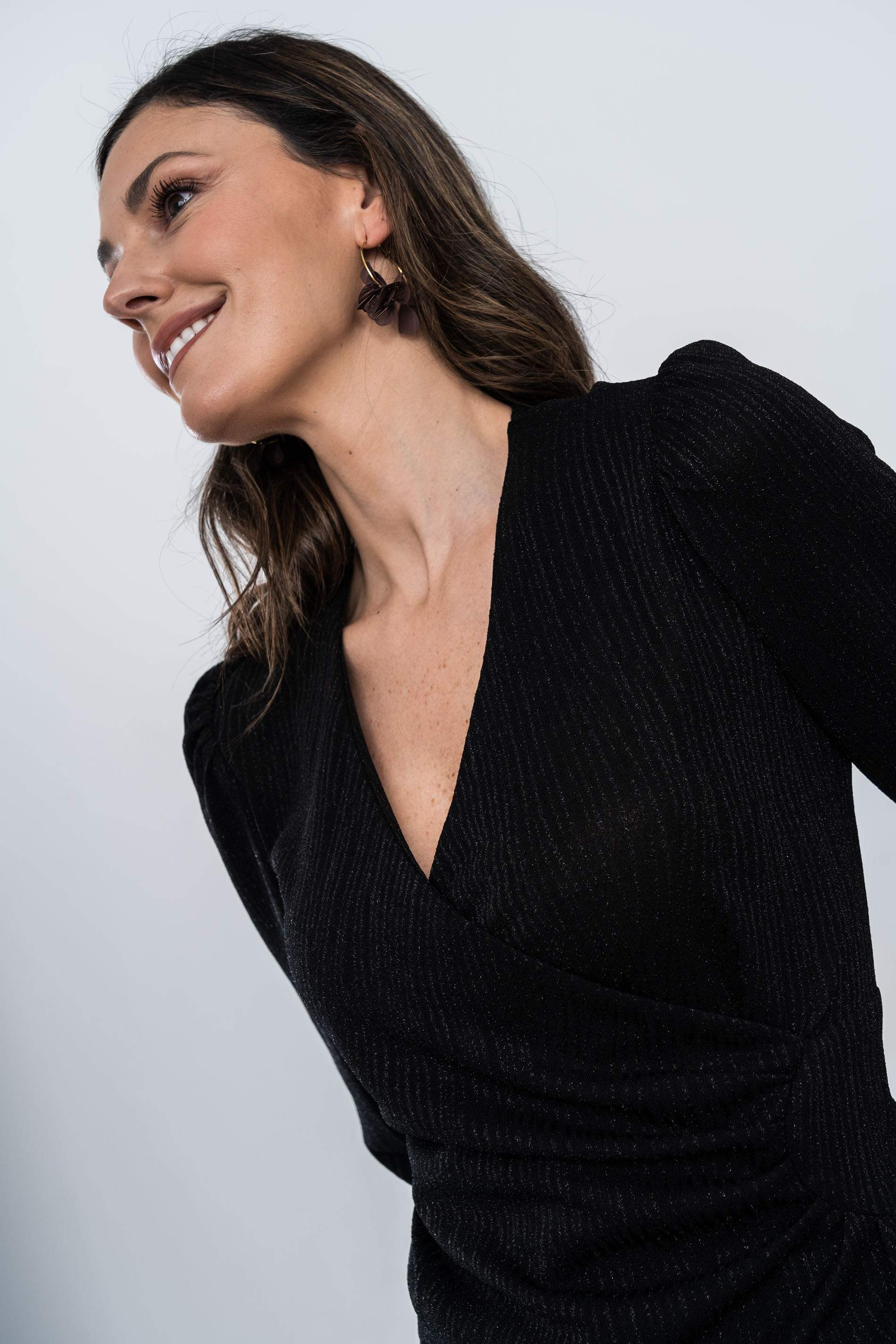 TOP RECOGIDO LUREX NEGRO